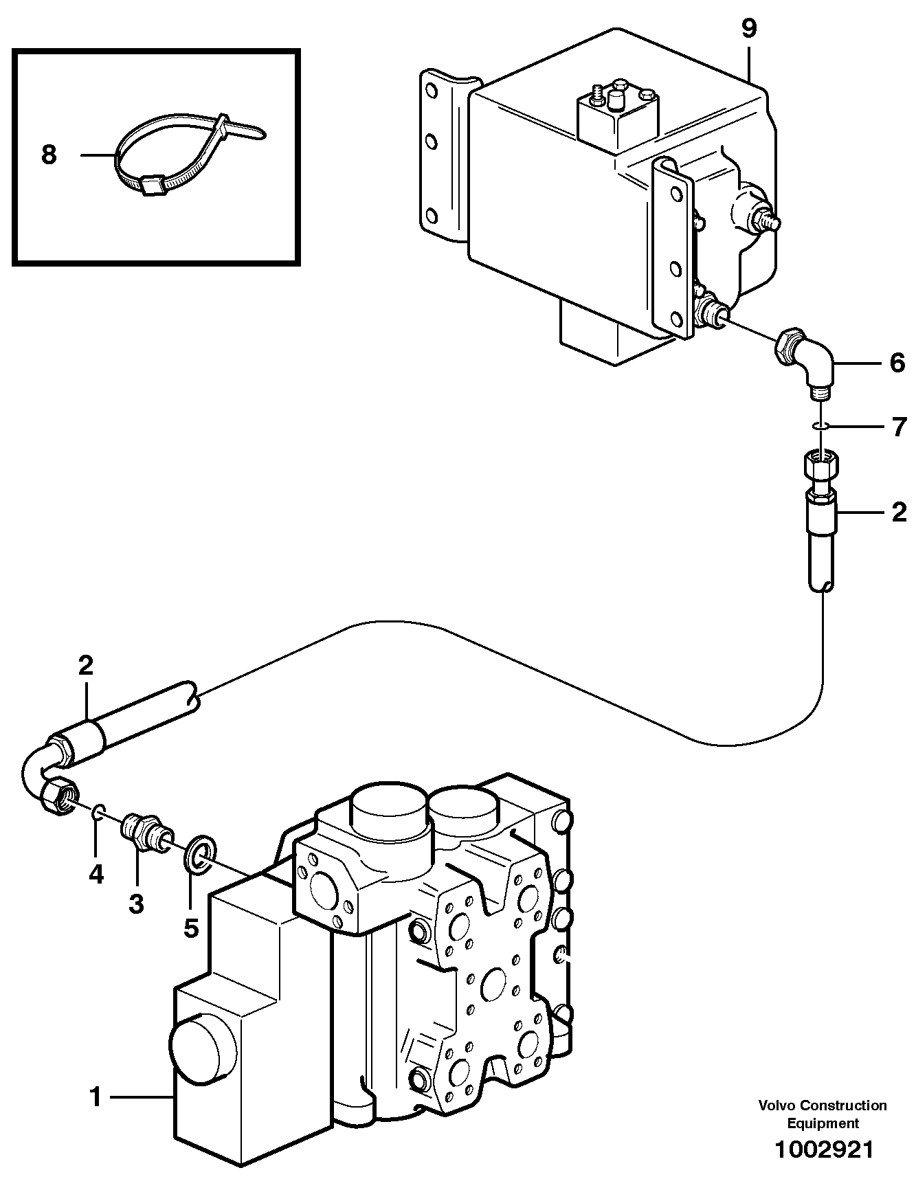 Схема запчастей Volvo L150E - 58827 Load sensing line, 3rd and 4th function L150E S/N 6005 - 7549 S/N 63001 - 63085