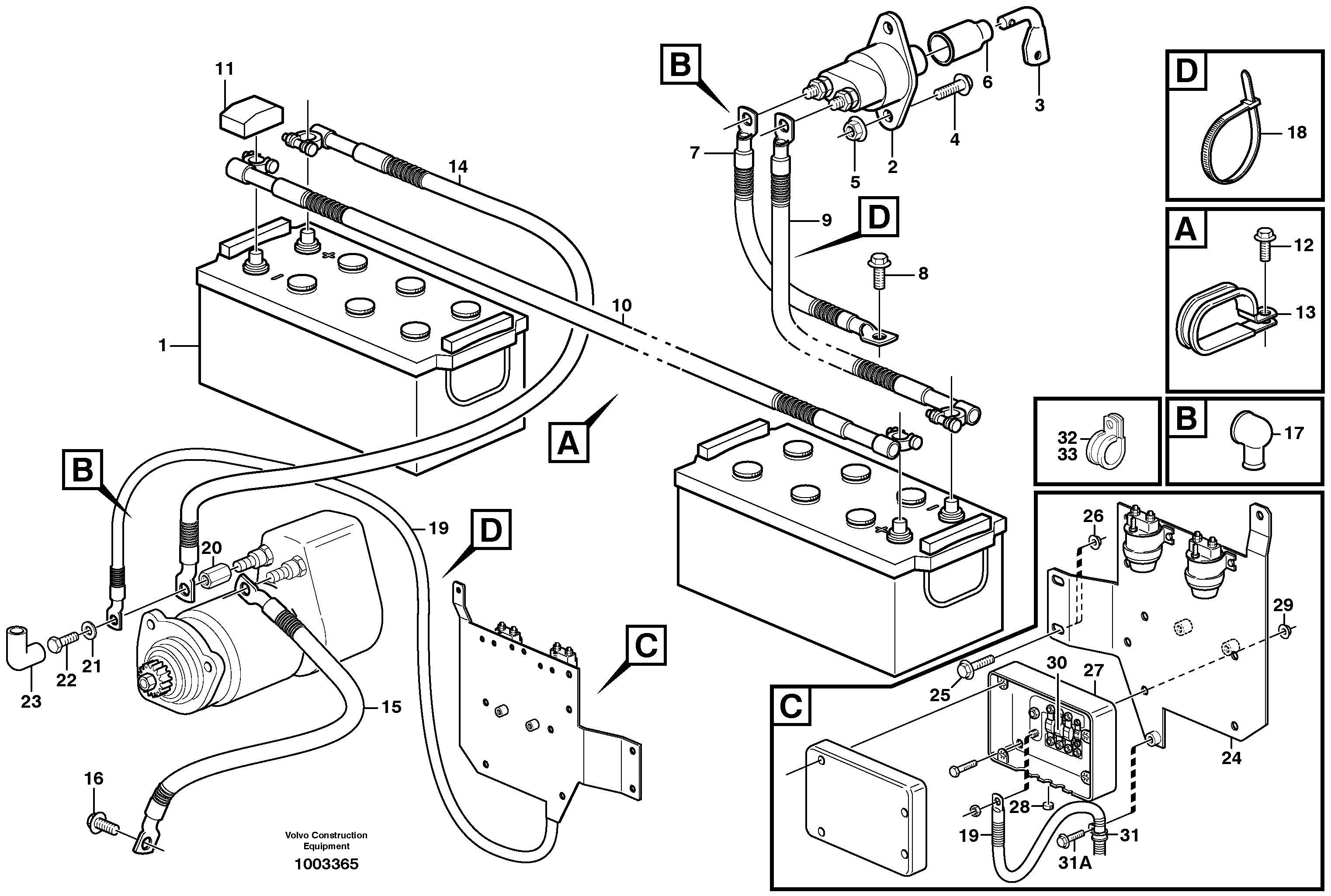 Схема запчастей Volvo L150E - 55482 Battery cable and main switch L150E S/N 6005 - 7549 S/N 63001 - 63085