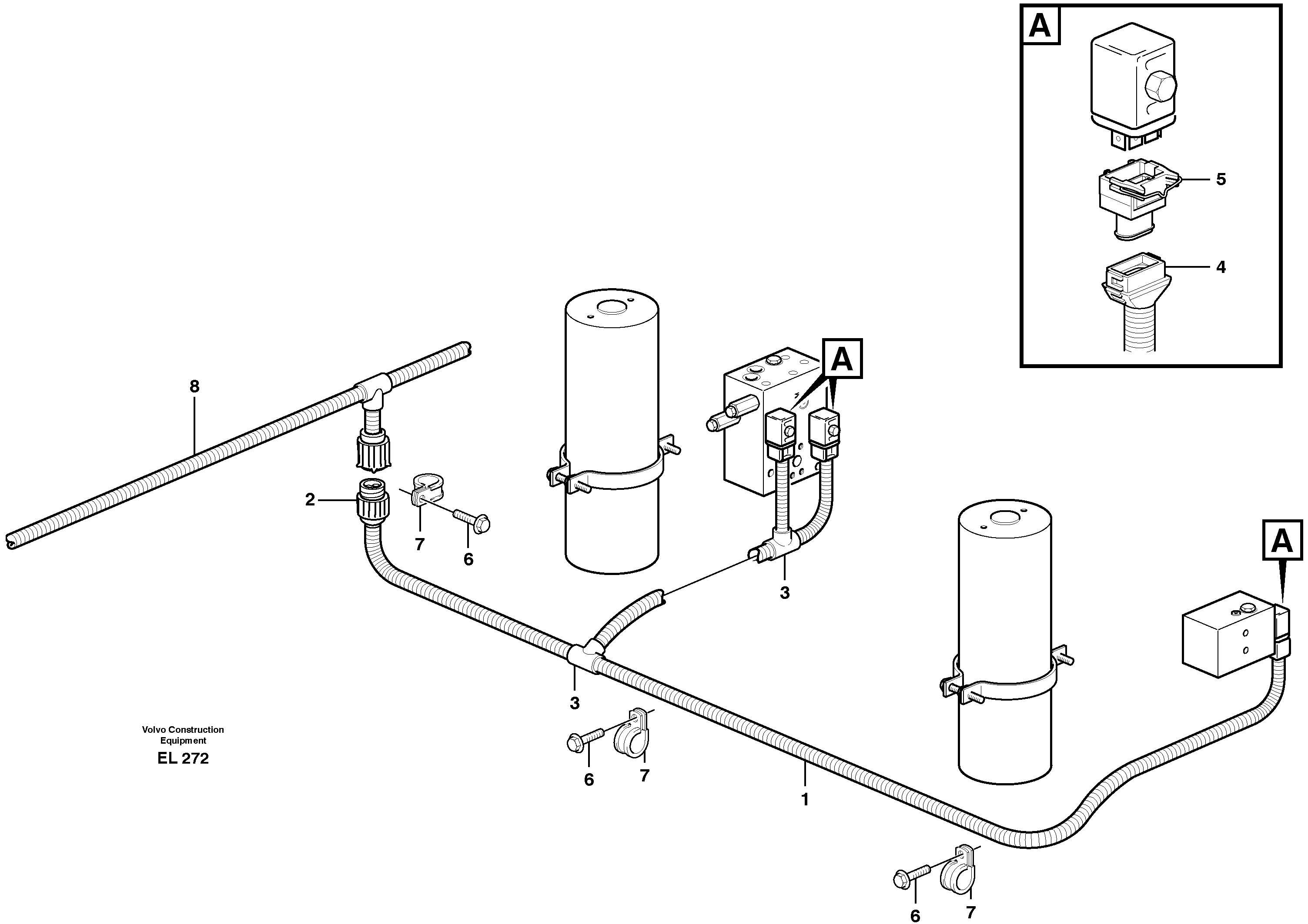 Схема запчастей Volvo L150E - 57956 Cable harness, boom suspension system L150E S/N 6005 - 7549 S/N 63001 - 63085