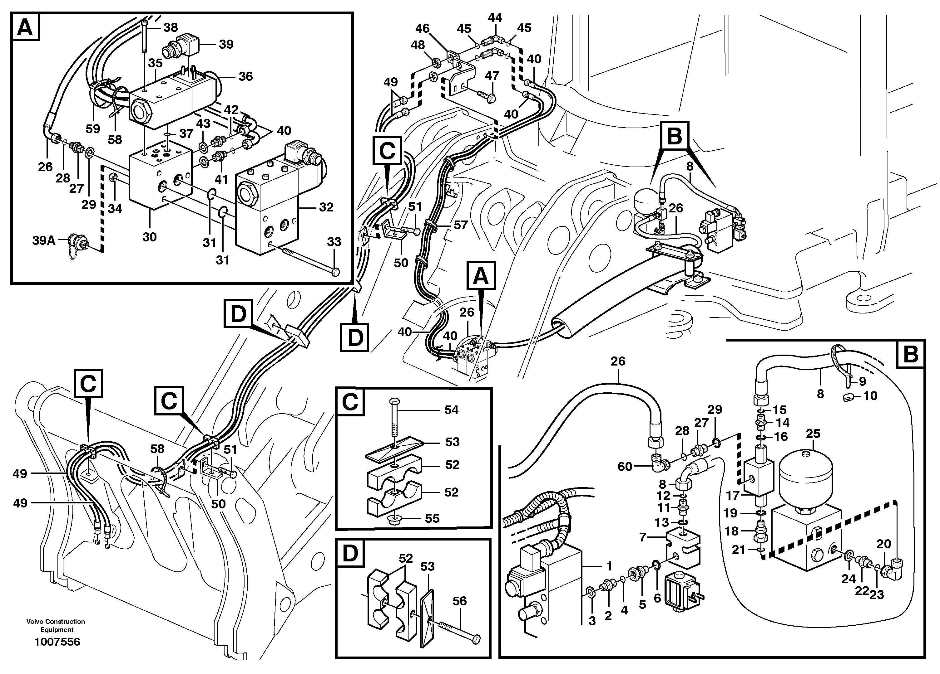 Схема запчастей Volvo L150E - 98439 Hydraulic system, attachment bracket L150E S/N 6005 - 7549 S/N 63001 - 63085