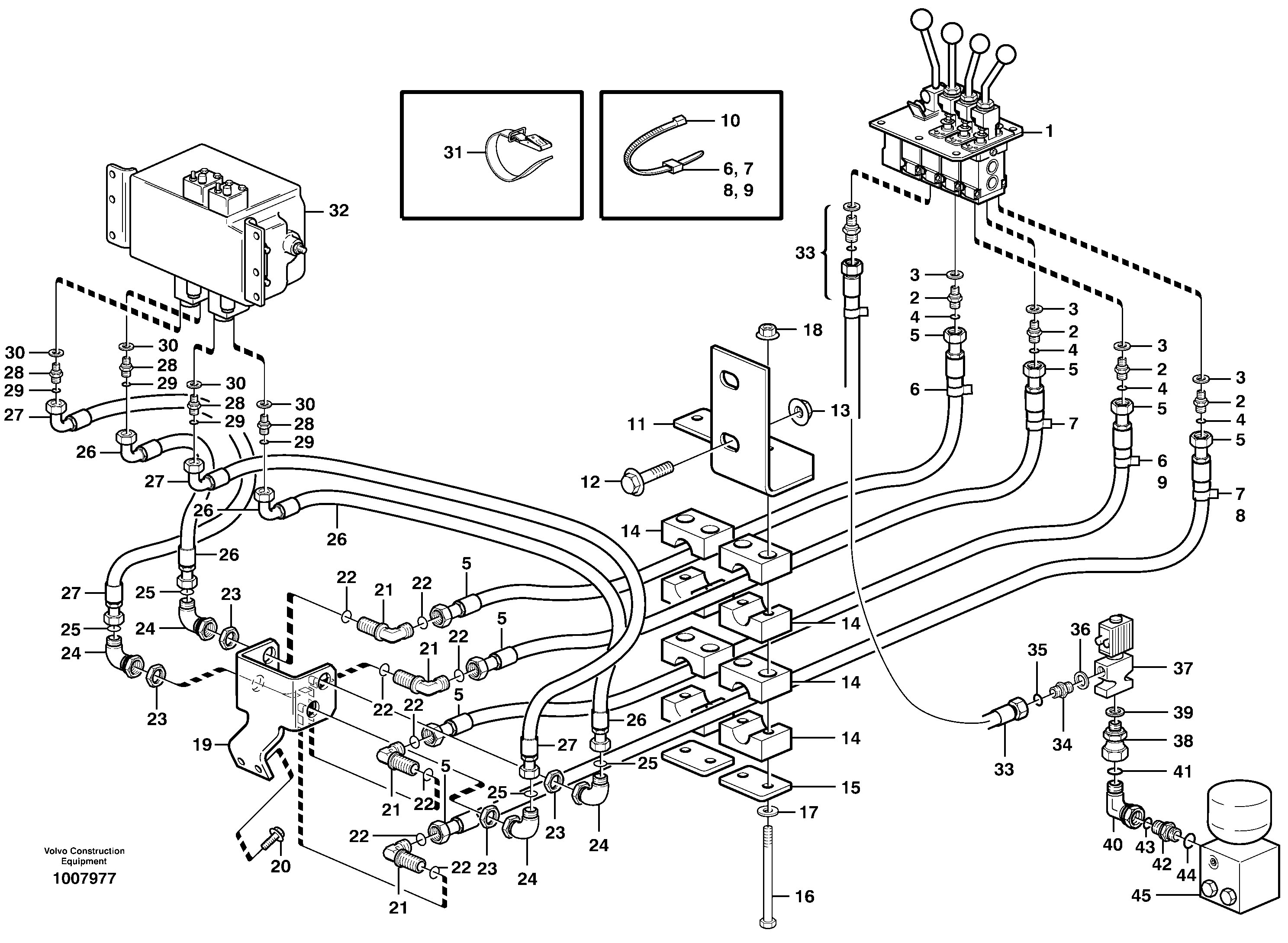 Схема запчастей Volvo L150E - 98776 Servo - hydraulic. 3rd and 4th function L150E S/N 6005 - 7549 S/N 63001 - 63085