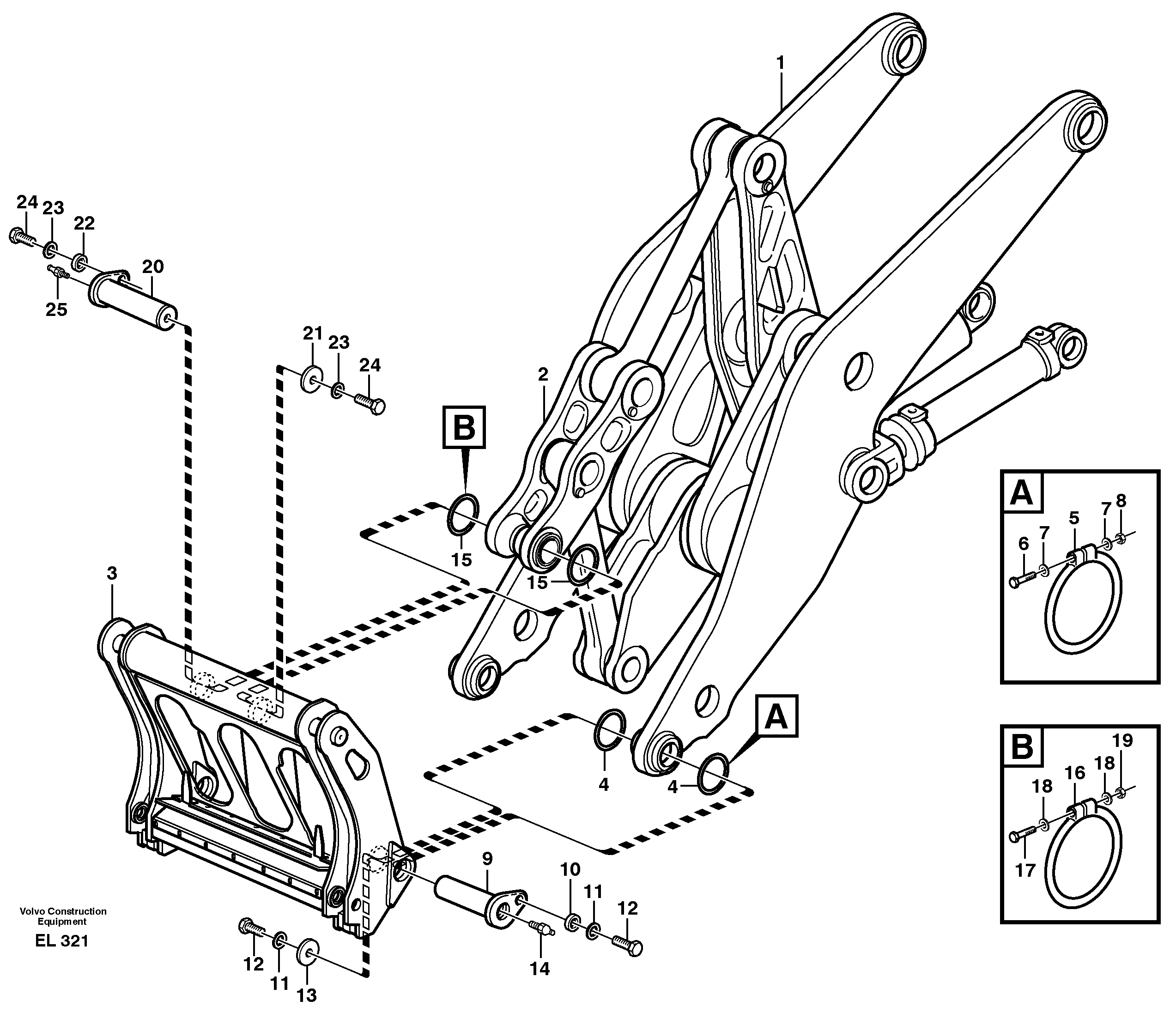 Схема запчастей Volvo L150E - 58833 Assemble attachment bracket L150E S/N 6005 - 7549 S/N 63001 - 63085