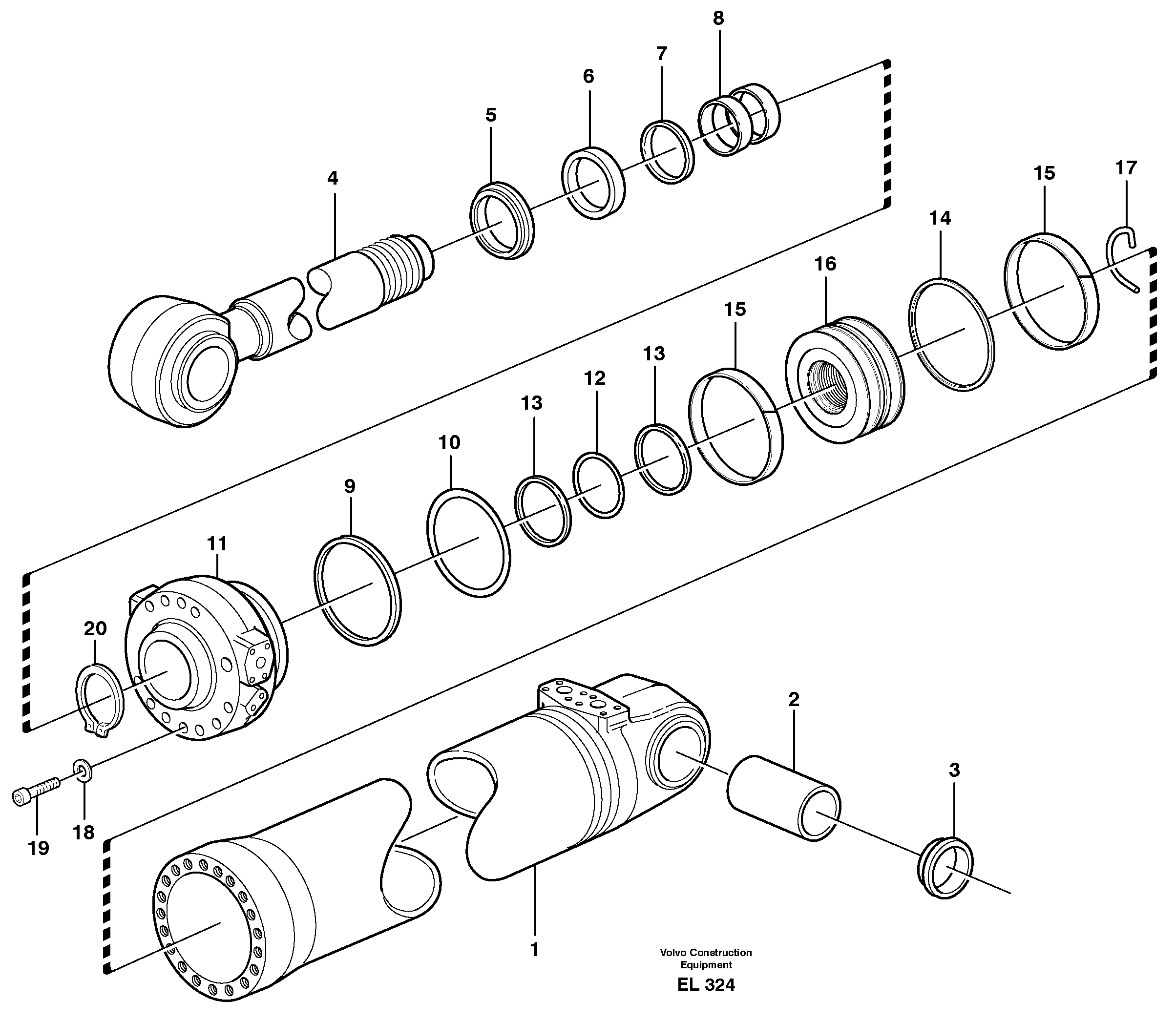 Схема запчастей Volvo L150E - 58837 Hydraulic cylinder, tilting L150E S/N 6005 - 7549 S/N 63001 - 63085