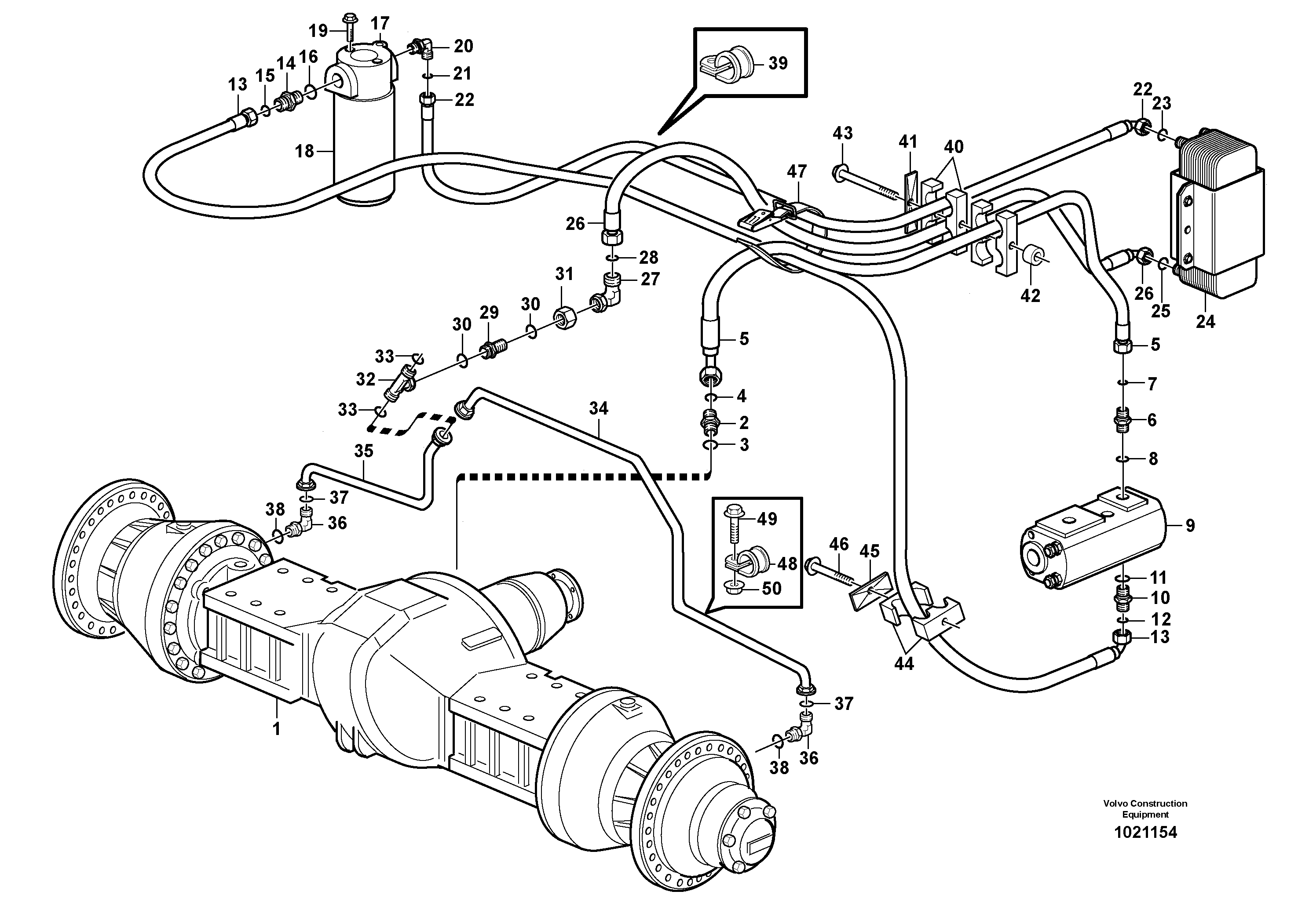 Схема запчастей Volvo L150E - 6126 Oil cooler, forword, pump circuit L150E S/N 10002 - 11594