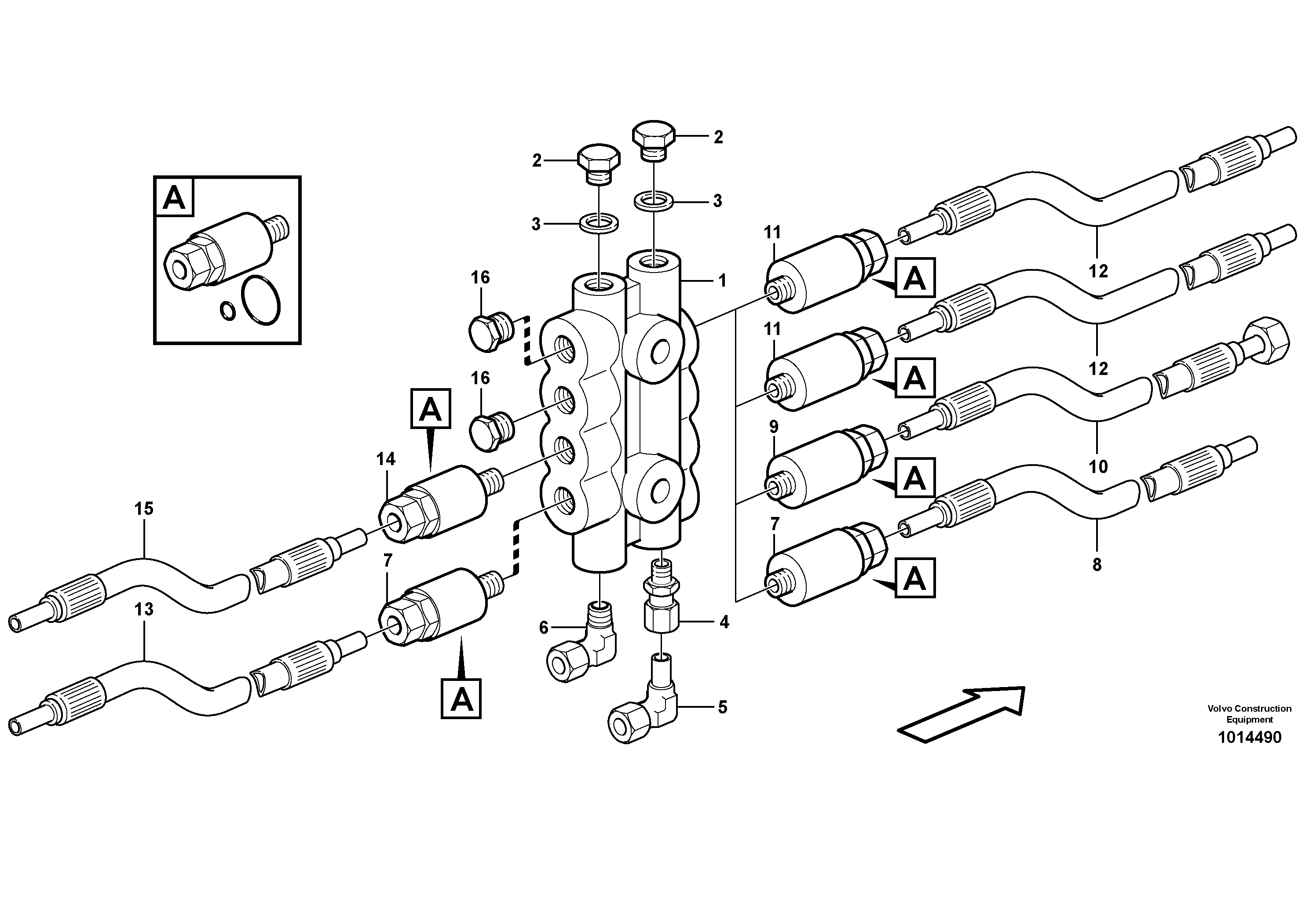 Схема запчастей Volvo L150E - 42566 Distribution block, B4 L150E S/N 6005 - 7549 S/N 63001 - 63085