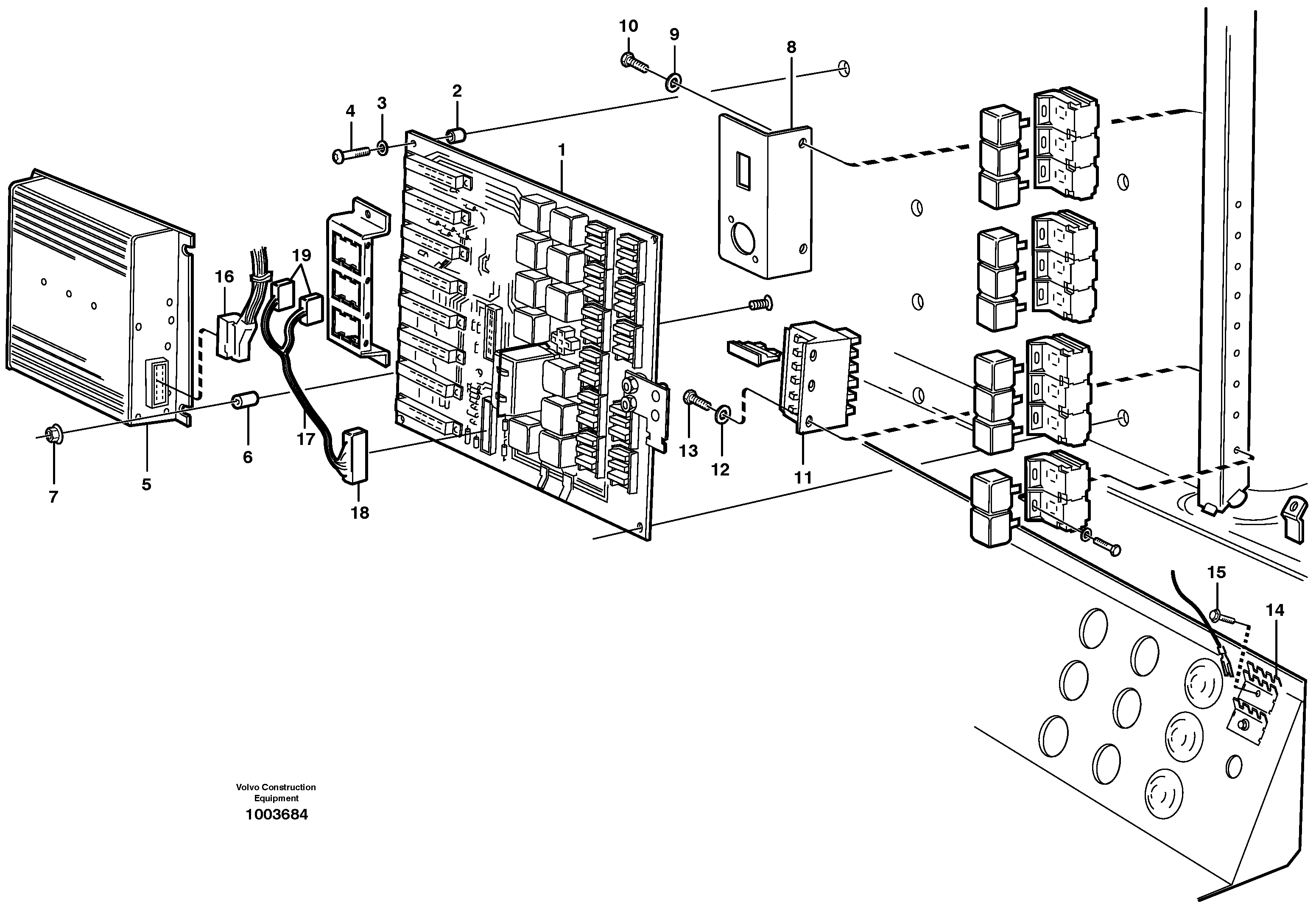 Схема запчастей Volvo L150E - 56838 Electrical distribution box L150E S/N 6005 - 7549 S/N 63001 - 63085