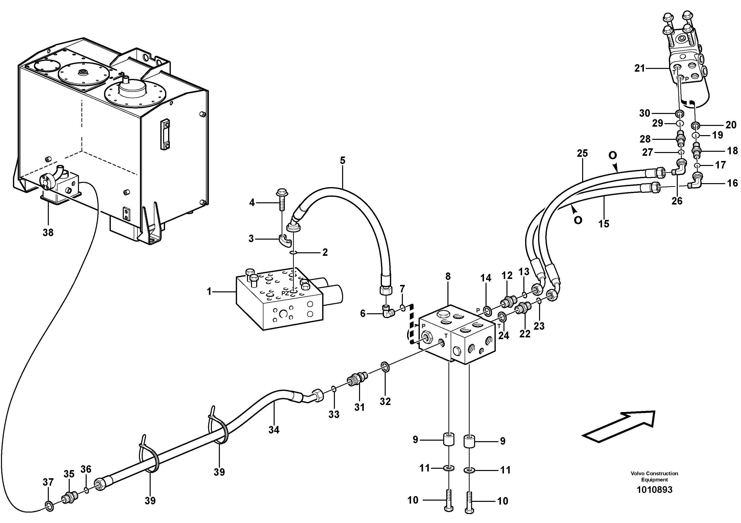 Схема запчастей Volvo L150E - 6167 Steering system, pressure and return lines L150E S/N 10002 - 11594