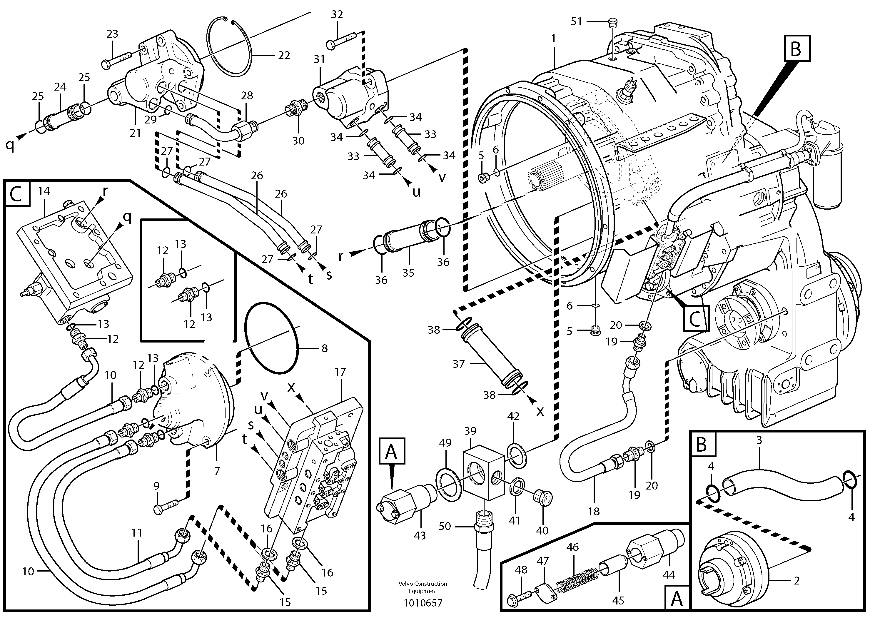 Схема запчастей Volvo L150E - 5438 Oil distributor and tube L150E S/N 8001 -