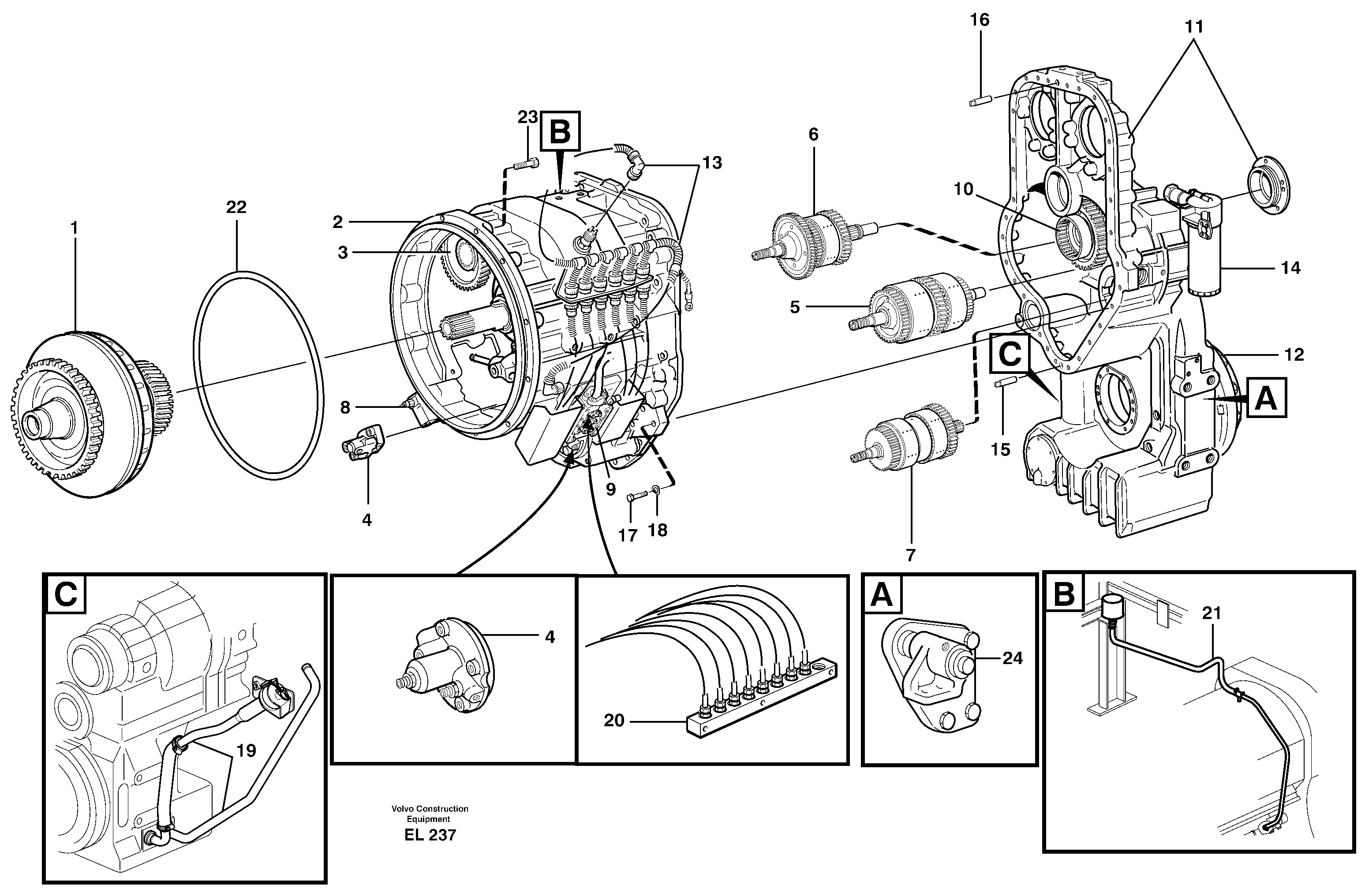 Схема запчастей Volvo L150E - 61192 Hydraulic transmission with fitting parts L150E S/N 6005 - 7549 S/N 63001 - 63085