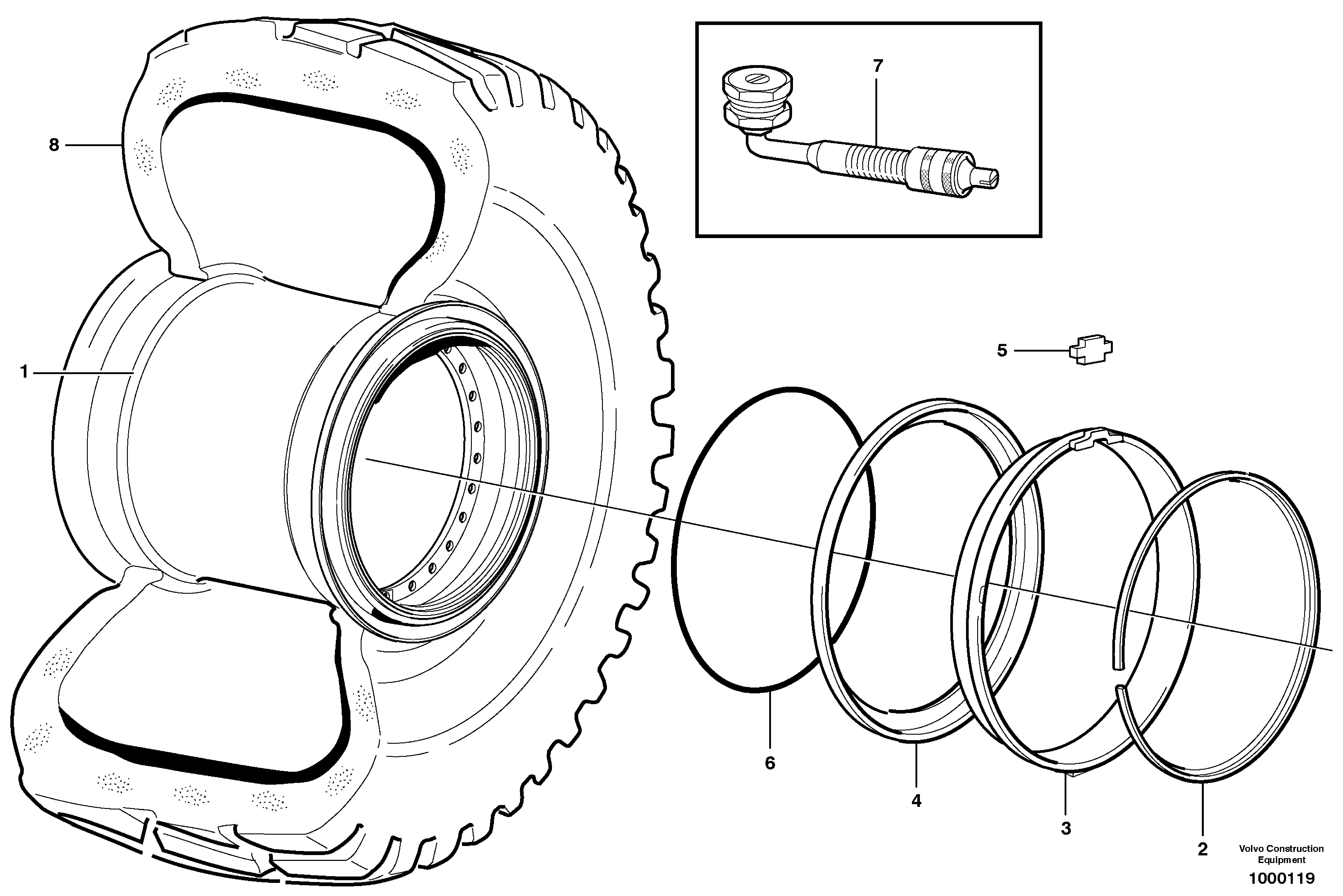 Схема запчастей Volvo L150E - 7325 Wheel L150E S/N 10002 - 11594