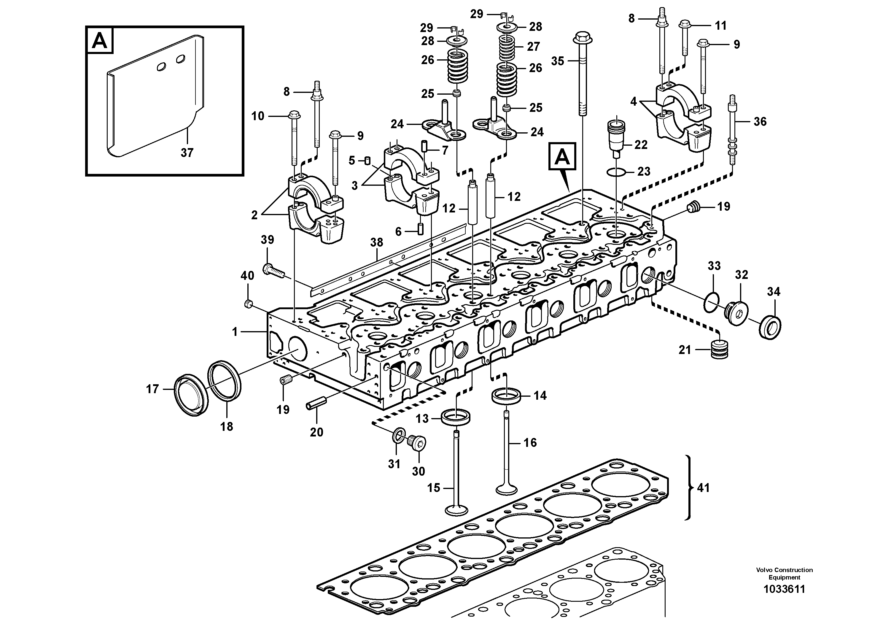 Схема запчастей Volvo L150E - 24233 Головка блока цилиндров L150E S/N 10002 - 11594