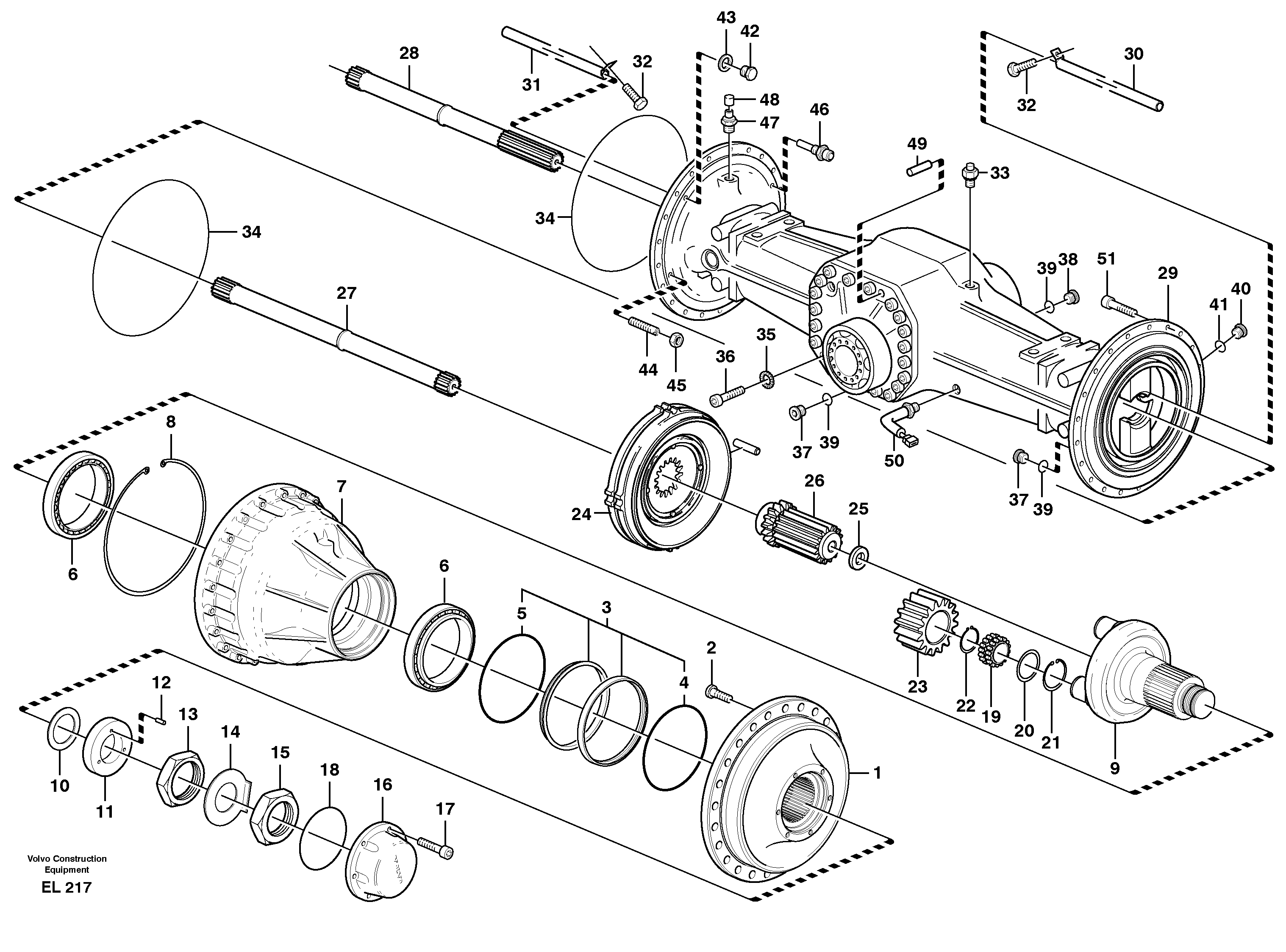 Схема запчастей Volvo L150E - 87046 Planetary axle, rear L150E S/N 6005 - 7549 S/N 63001 - 63085