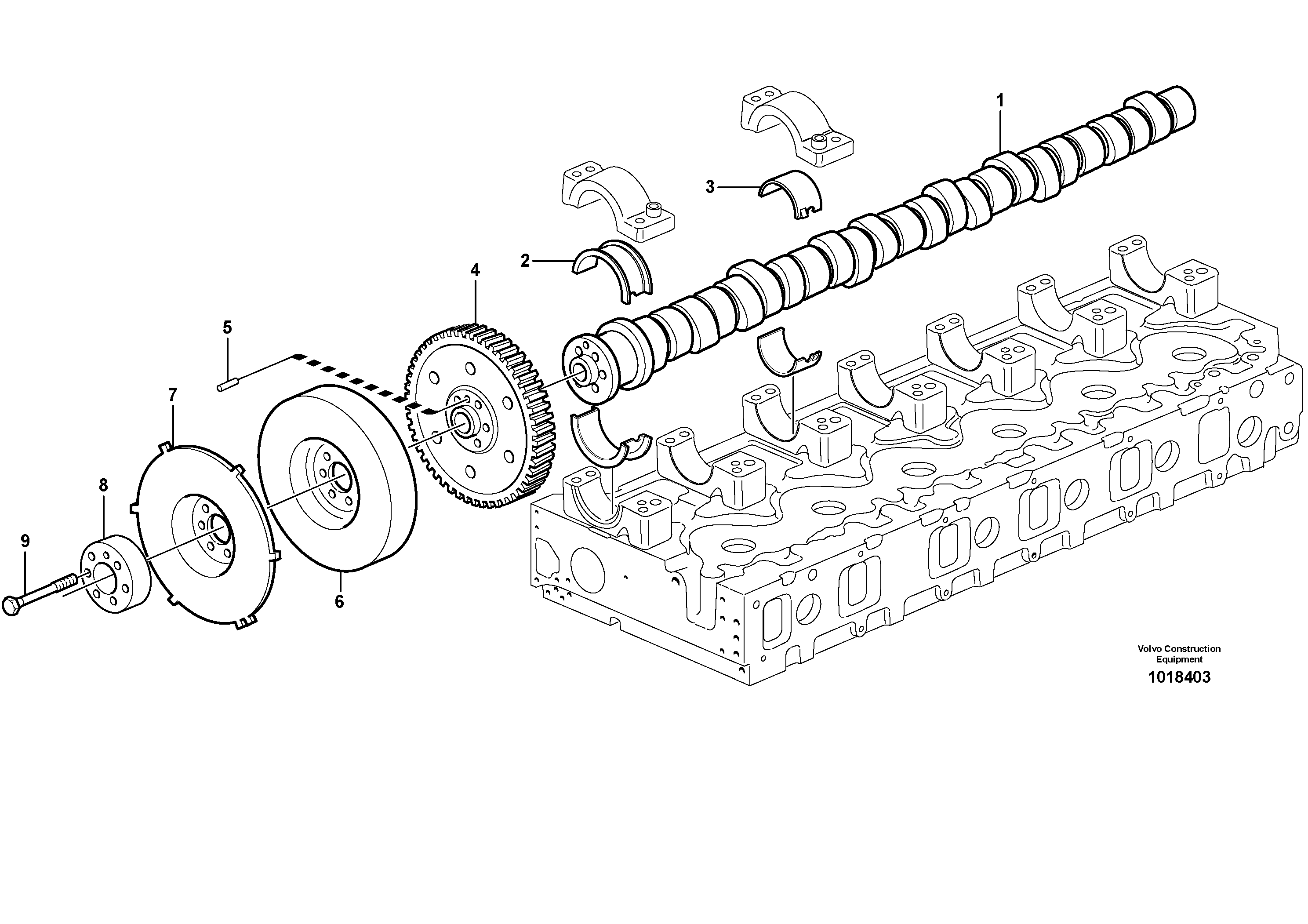 Схема запчастей Volvo L150E - 2847 Распредвал L150E S/N 10002 - 11594