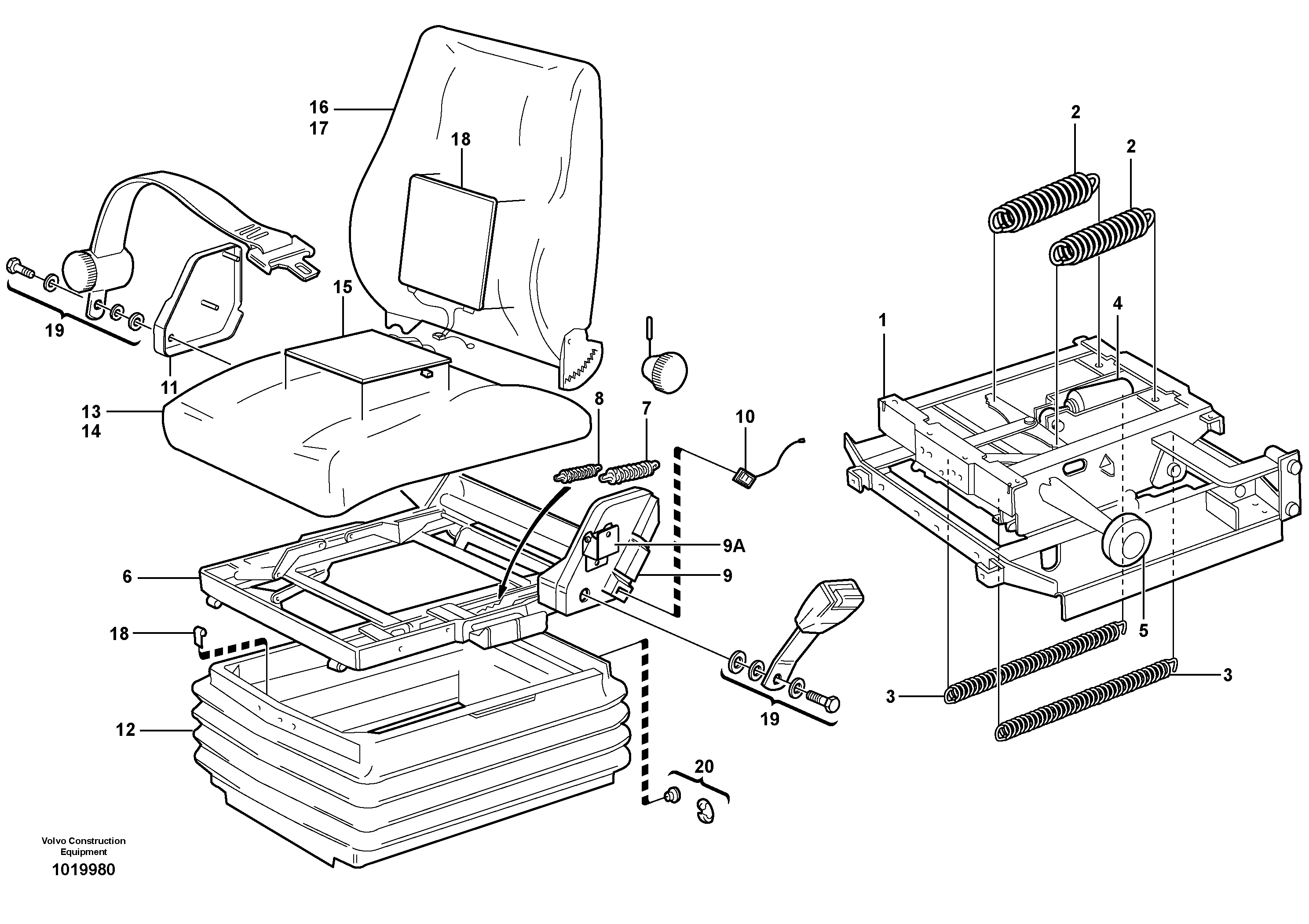 Схема запчастей Volvo L150E - 59826 Operators seat, ISRI L150E S/N 10002 - 11594