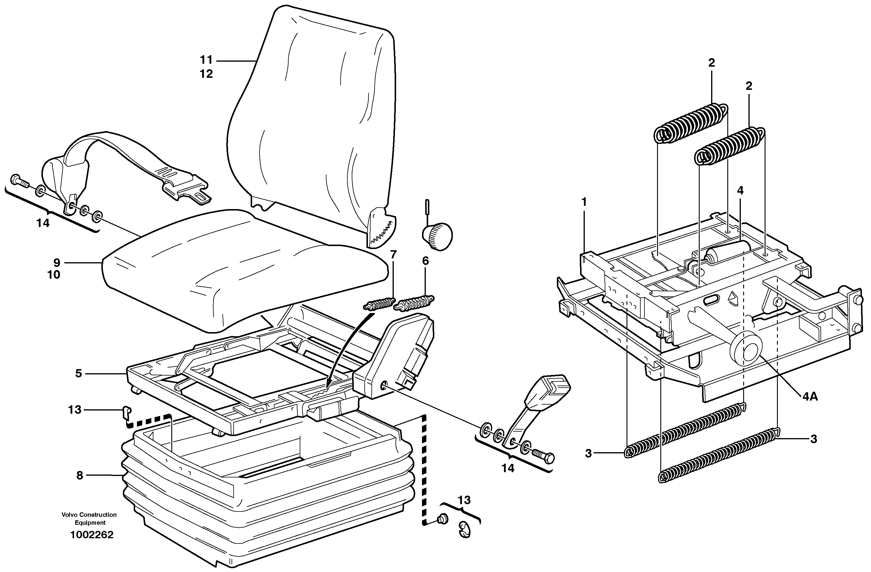 Схема запчастей Volvo L150E - 7480 Operators seat L150E S/N 10002 - 11594