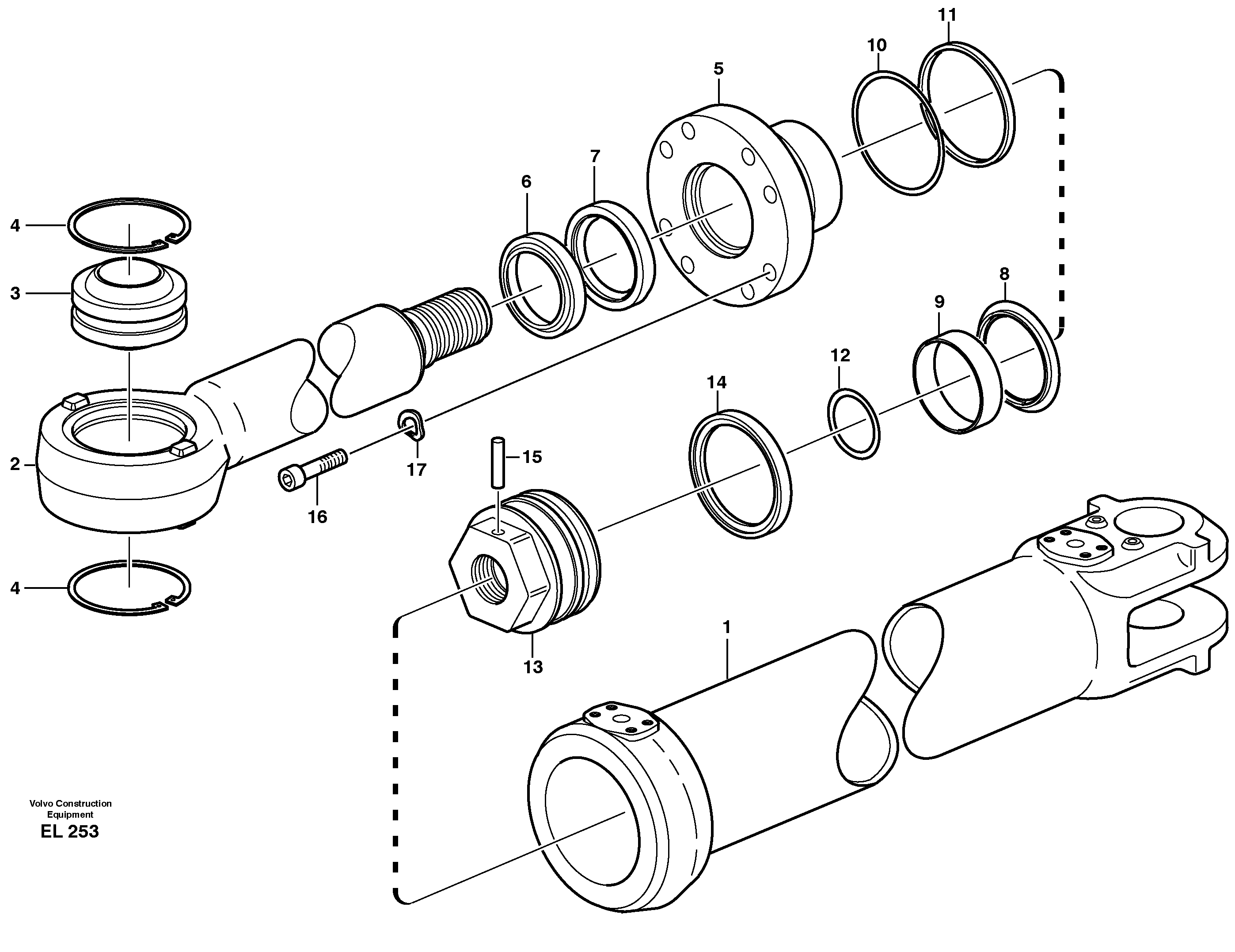 Схема запчастей Volvo L150E - 61610 Гидроцилиндр L150E S/N 6005 - 7549 S/N 63001 - 63085