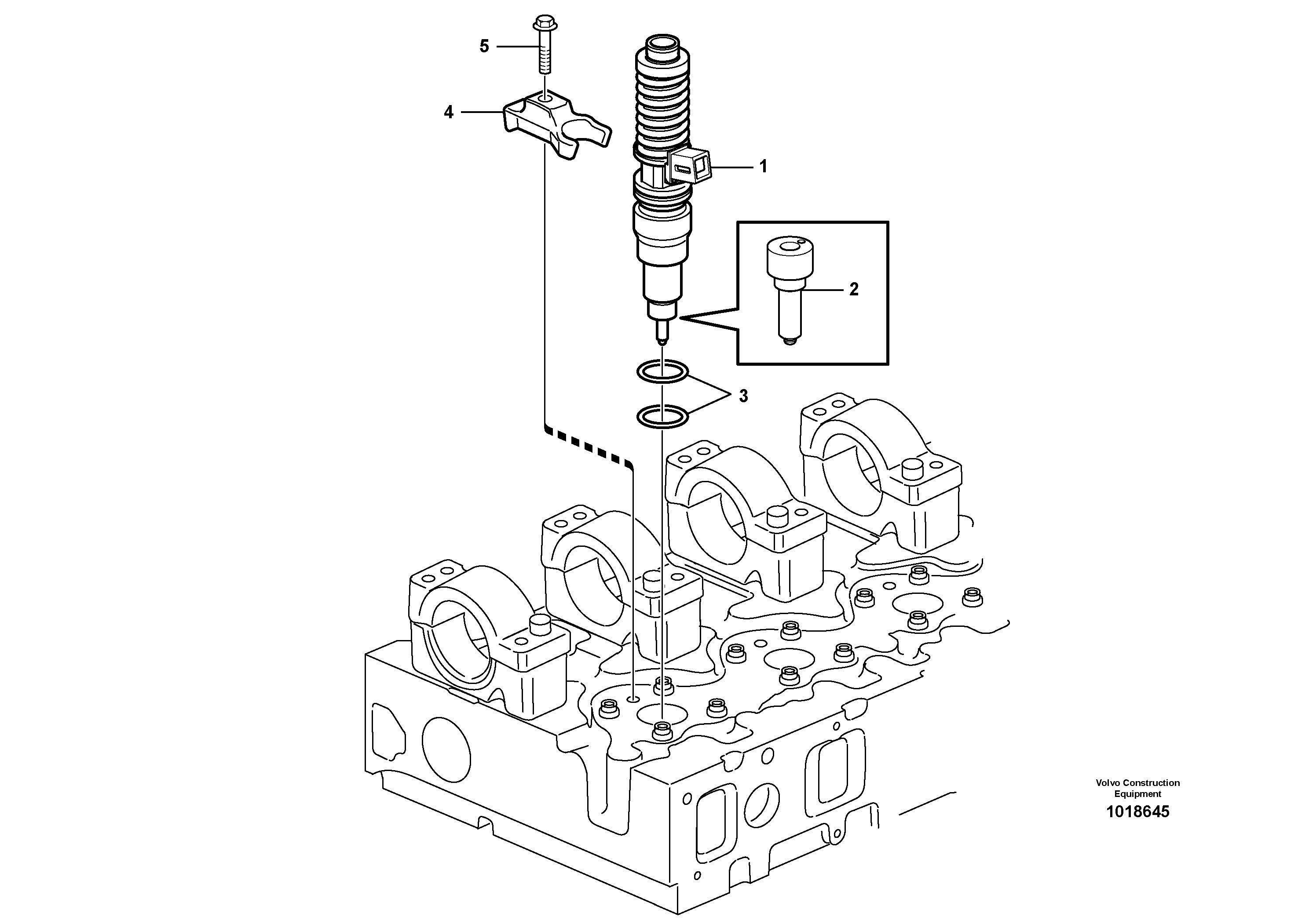 Схема запчастей Volvo L150E - 2883 Форсунка топливная (инжектор) L150E S/N 10002 - 11594