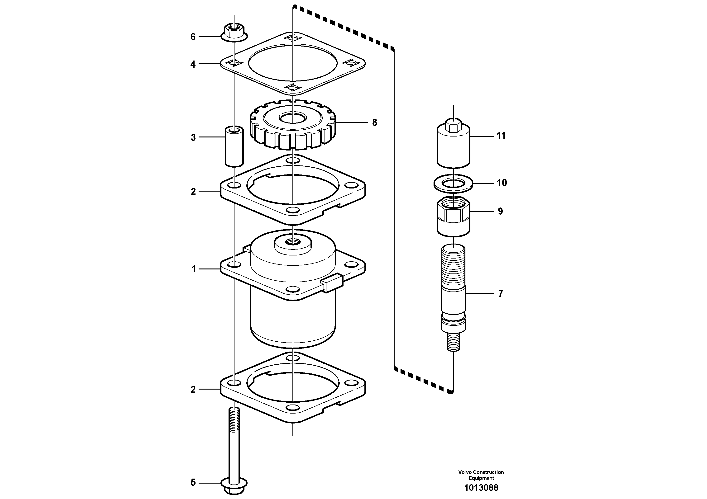 Схема запчастей Volvo L150E - 5037 Cab mounting block L150E S/N 8001 -