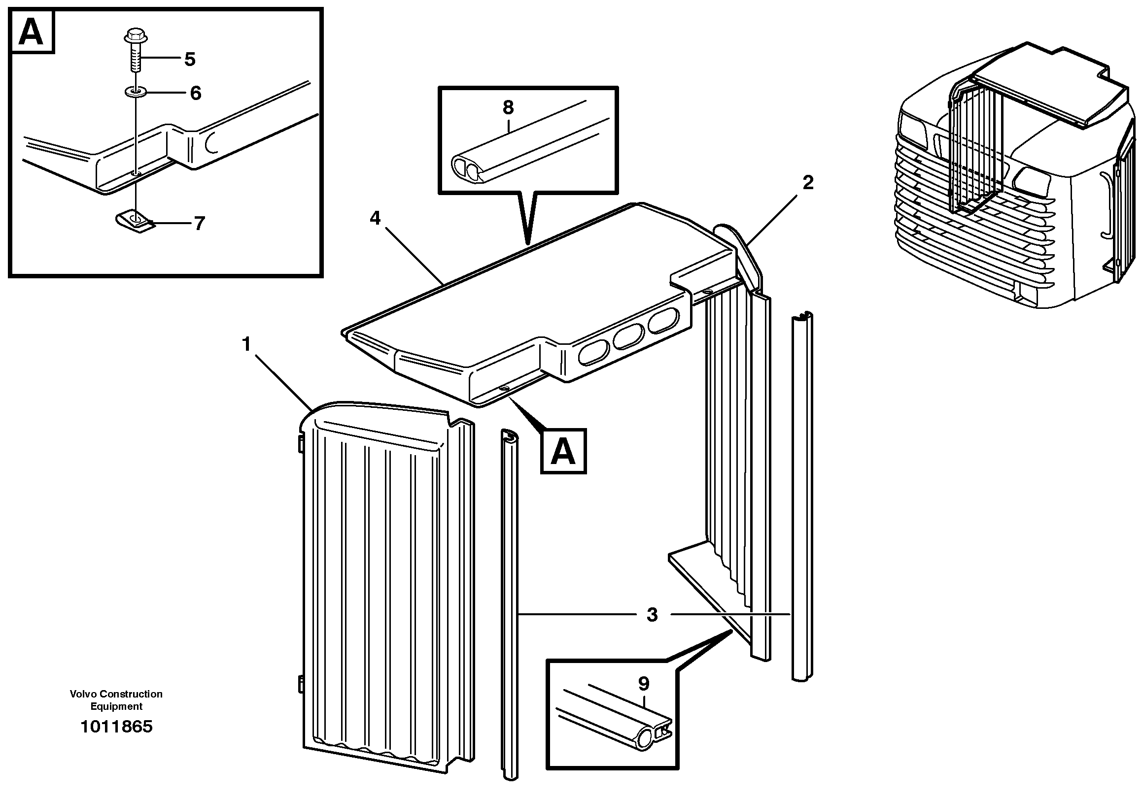 Схема запчастей Volvo L150E - 28233 Radiator shell L150E S/N 8001 -