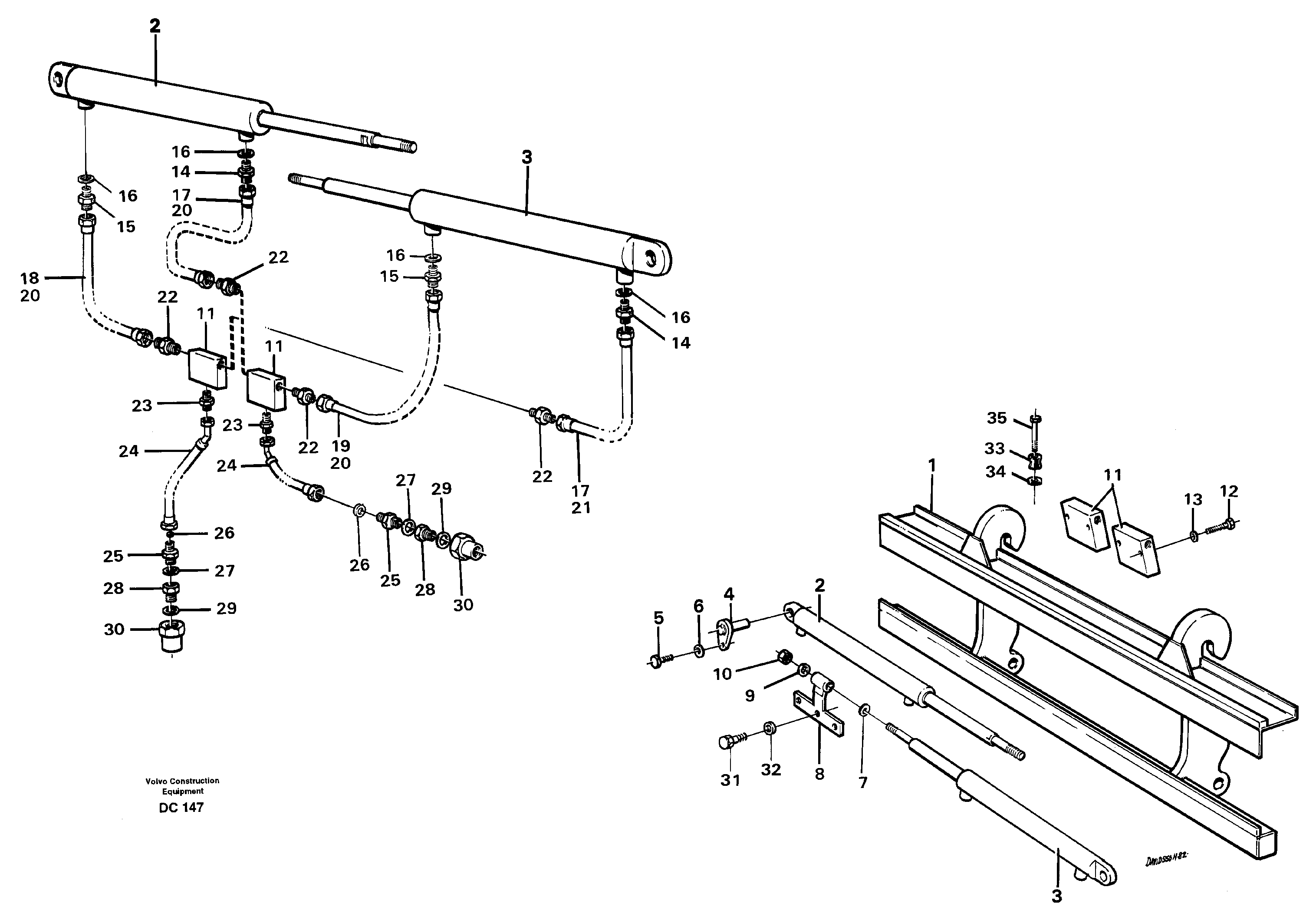 Схема запчастей Volvo L150E - 53555 Fork spreader ATTACHMENTS ATTACHMENTS WHEEL LOADERS GEN. D - E