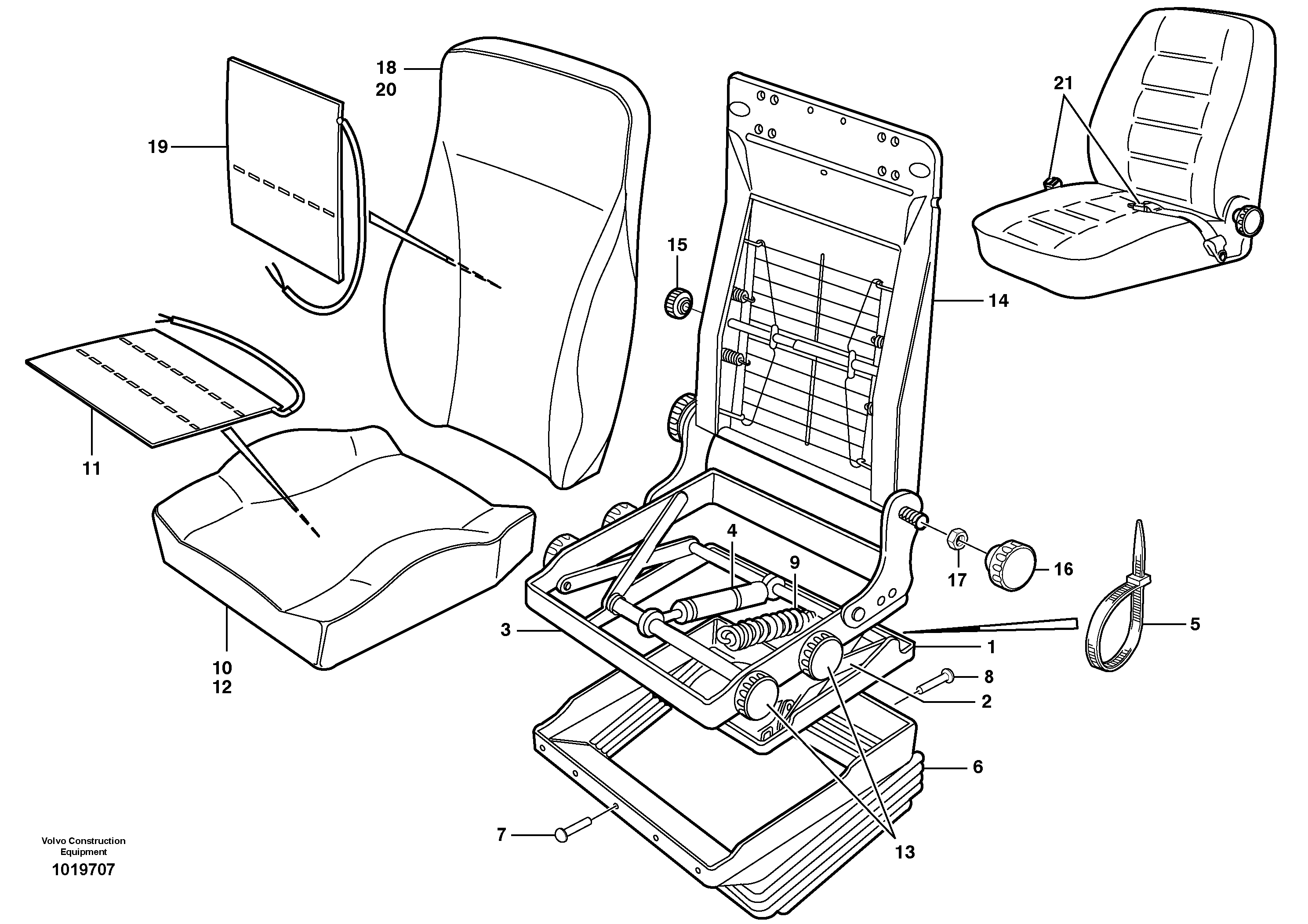 Схема запчастей Volvo L150E - 5088 Operators seat, Be-ge L150E S/N 8001 -