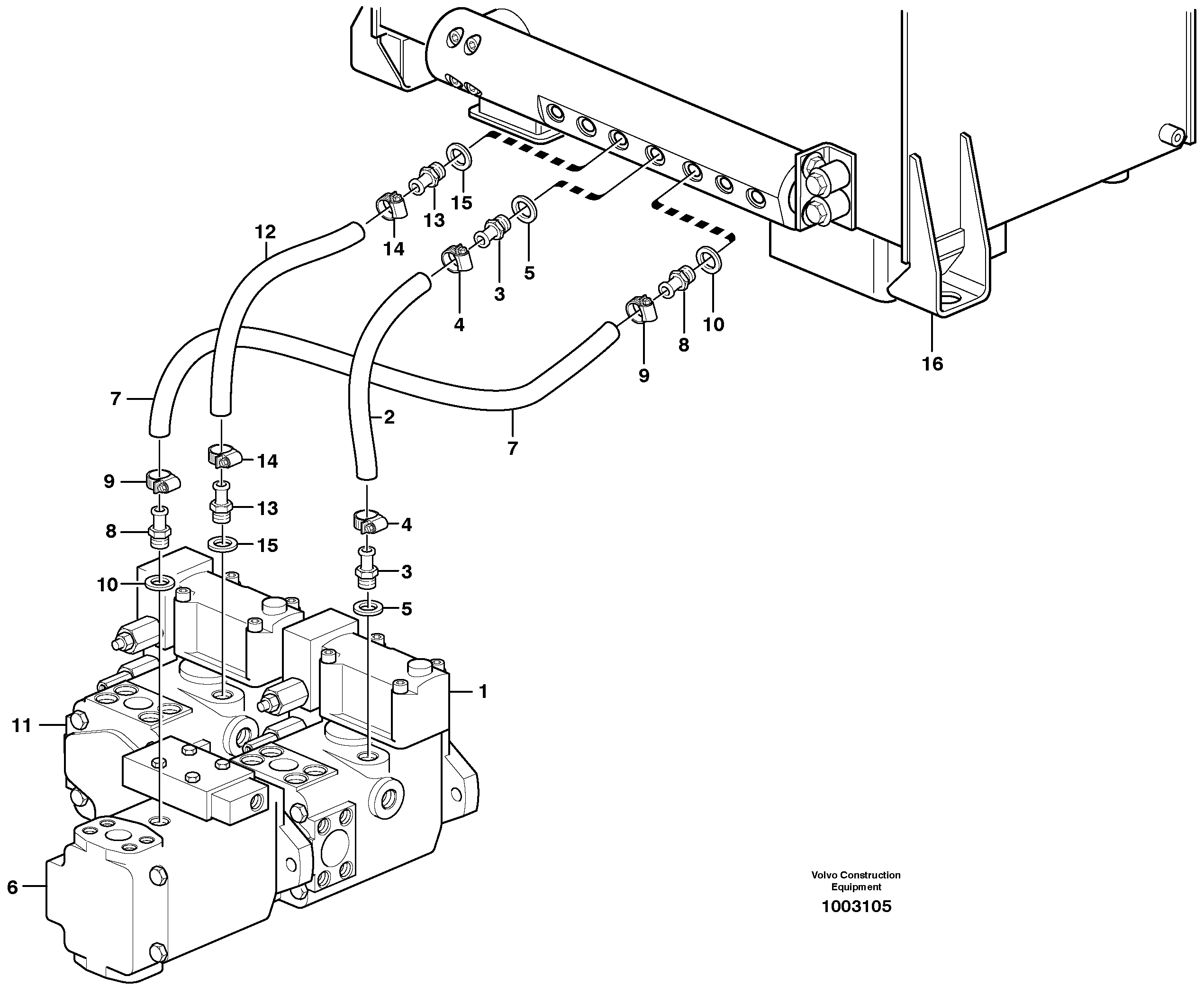 Схема запчастей Volvo L150E - 14867 Oil-bleed line, pump L150E S/N 10002 - 11594