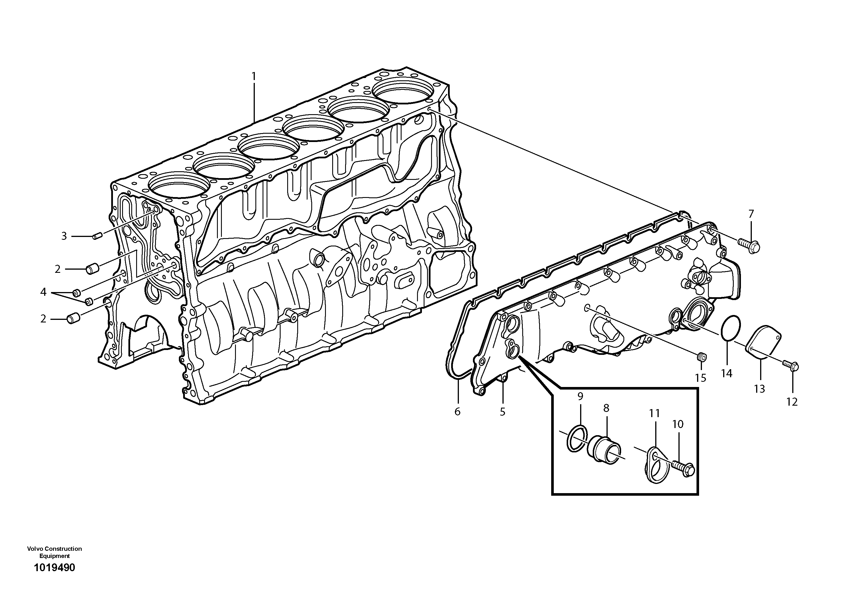 Схема запчастей Volvo L150E - 7924 Блок цилиндров L150E S/N 8001 -