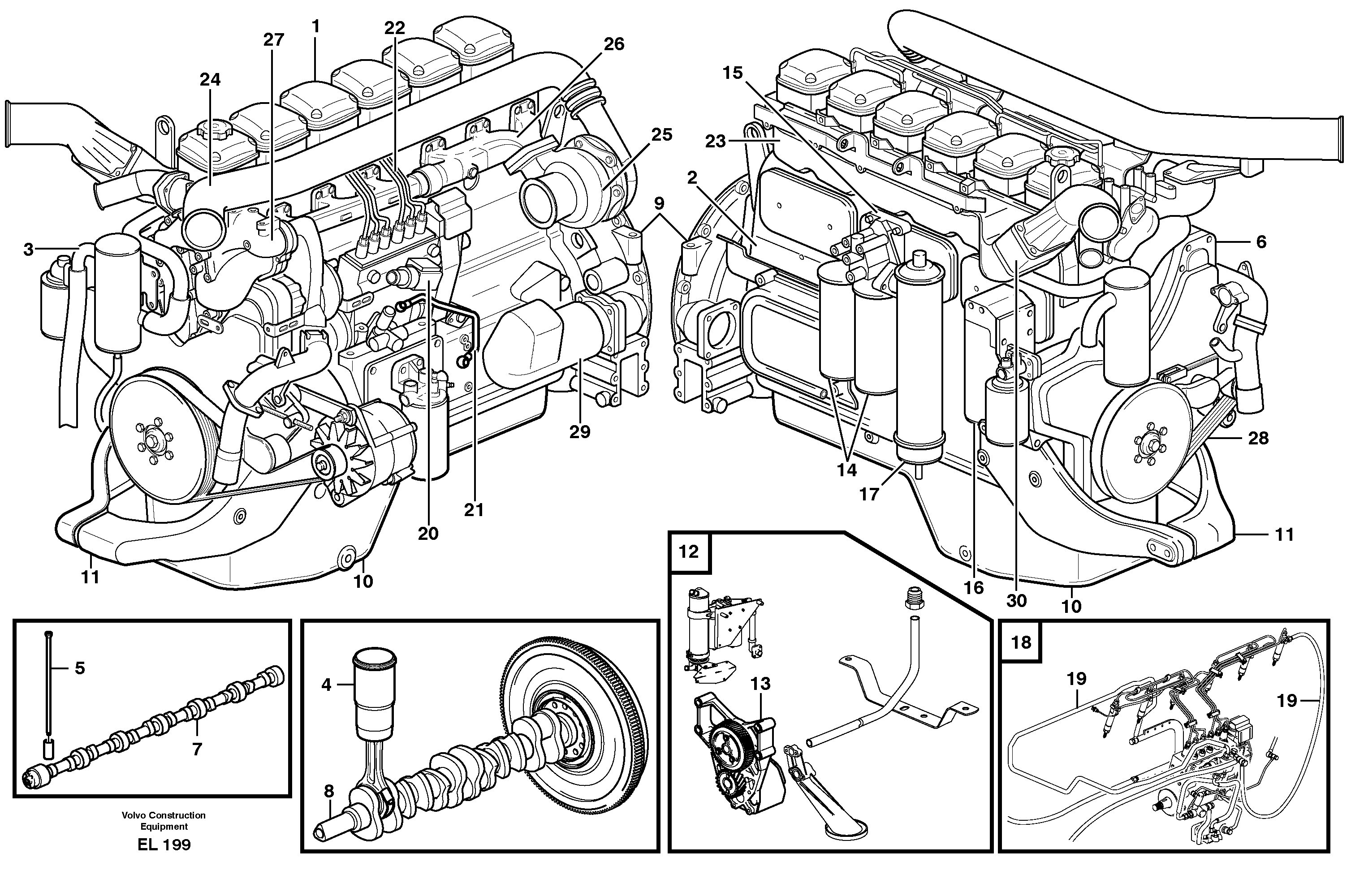 Схема запчастей Volvo L150E - 53054 Двигатель в сборе L150E S/N 6005 - 7549 S/N 63001 - 63085