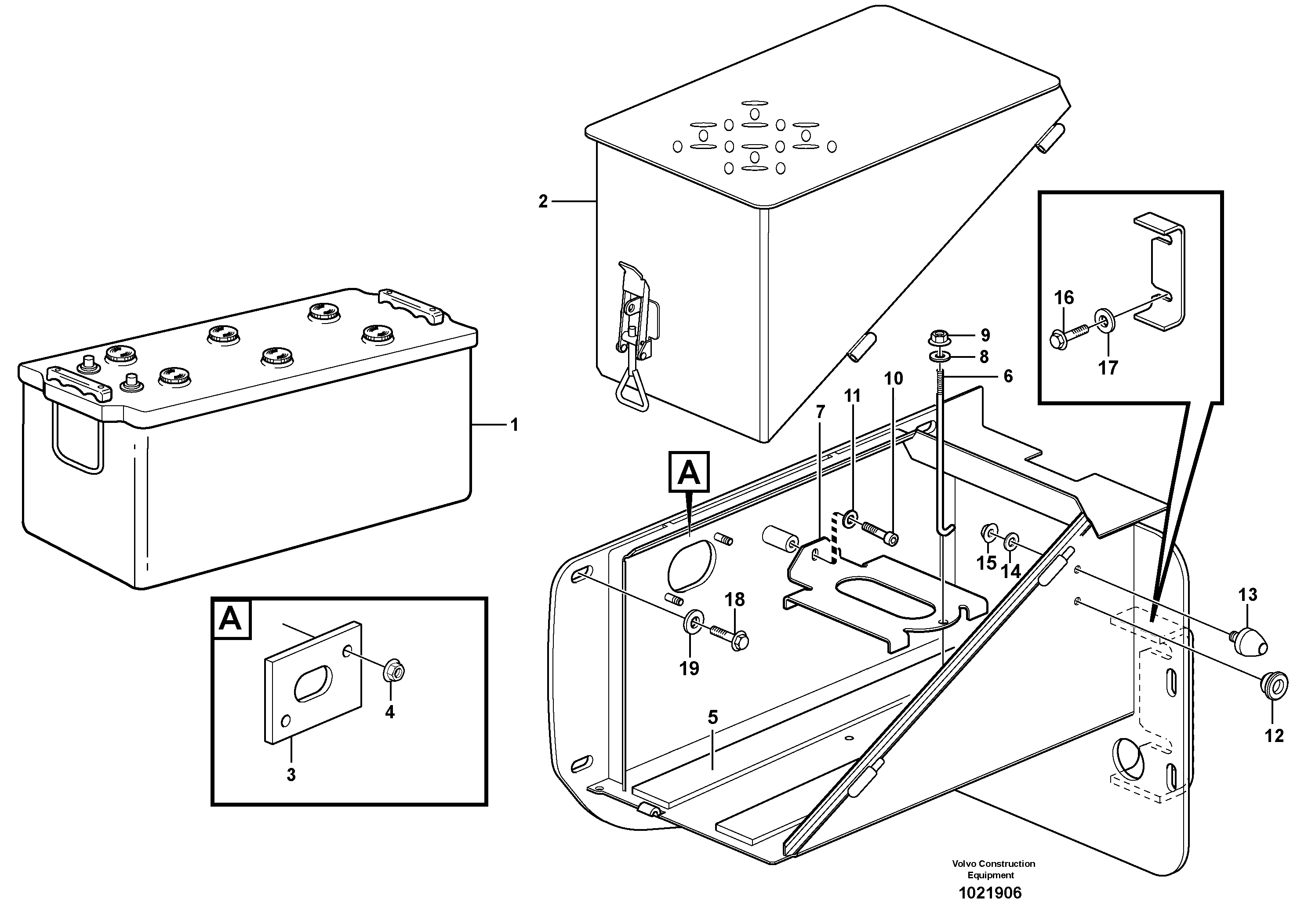 Схема запчастей Volvo L150E - 3574 Battery box with fitting parts L150E S/N 10002 - 11594