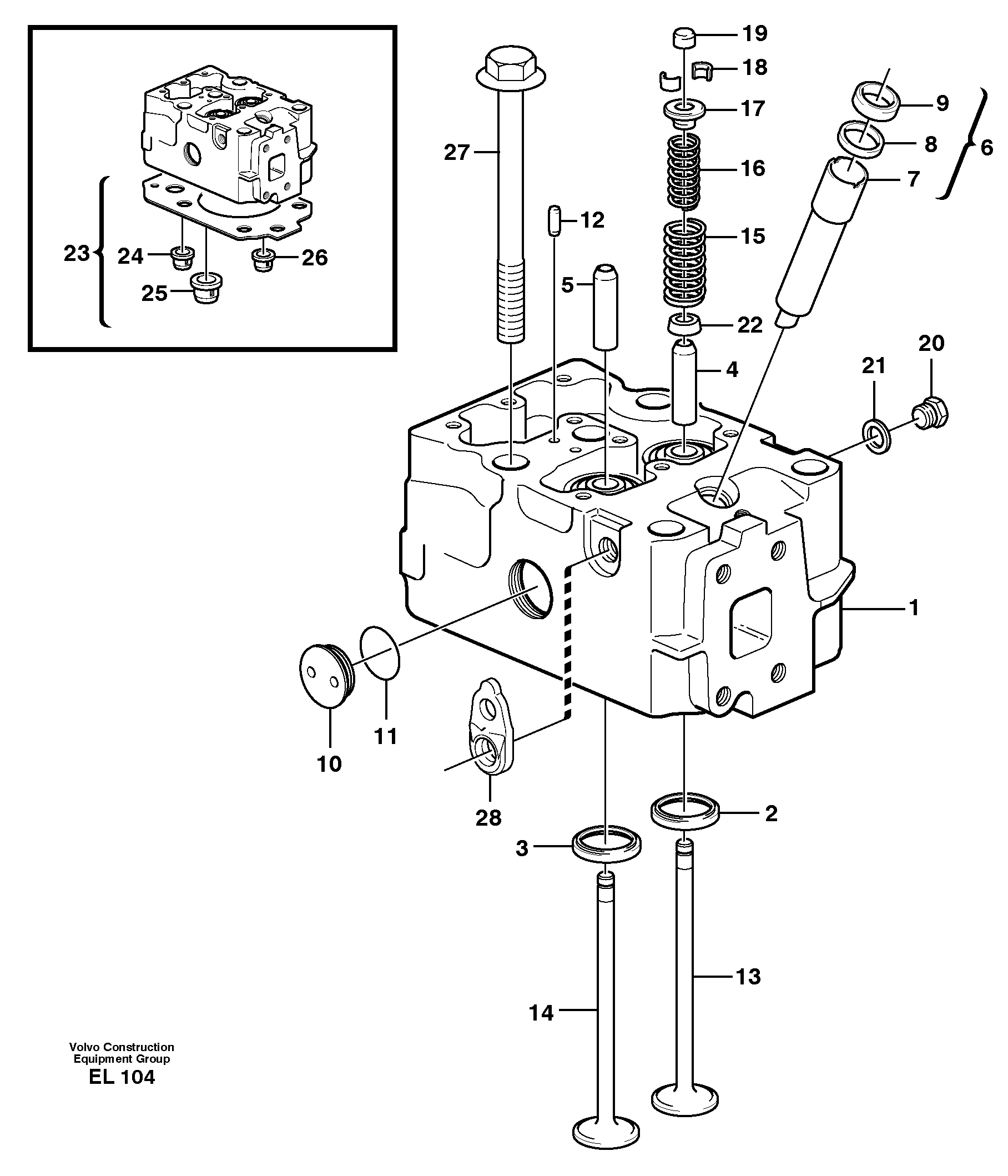 Схема запчастей Volvo L150E - 53055 Головка блока цилиндров L150E S/N 6005 - 7549 S/N 63001 - 63085