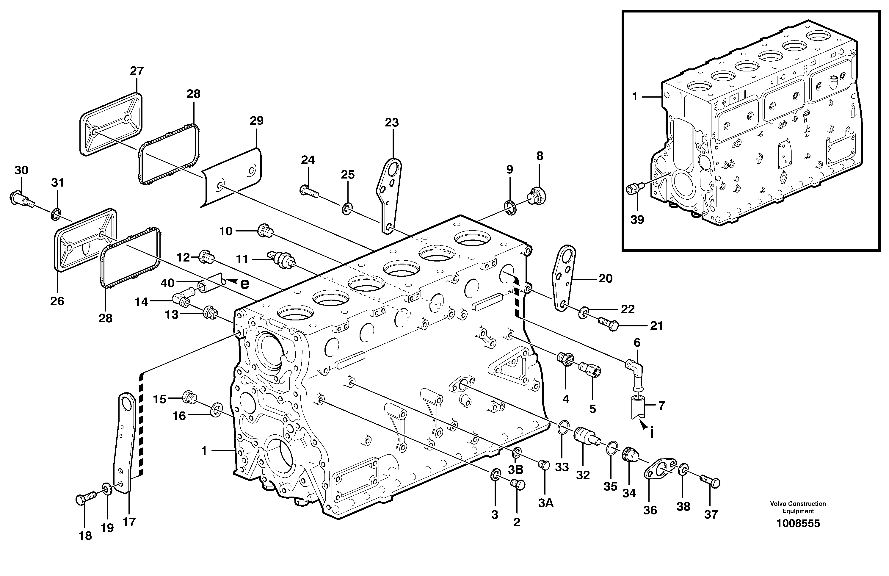 Схема запчастей Volvo L150E - 53056 Блок цилиндров L150E S/N 6005 - 7549 S/N 63001 - 63085