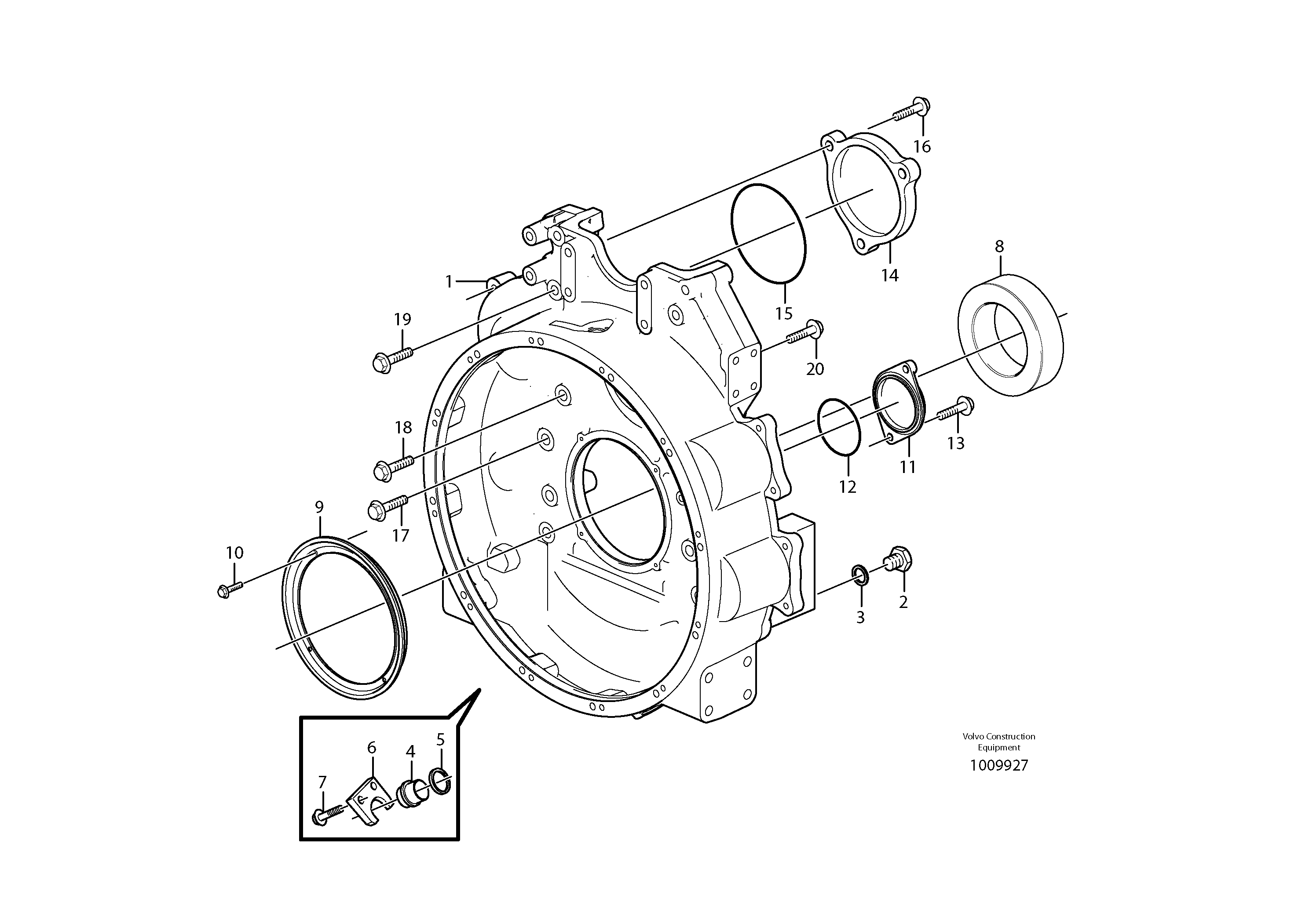 Схема запчастей Volvo L150E - 3996 Картер маховика L150E S/N 8001 -