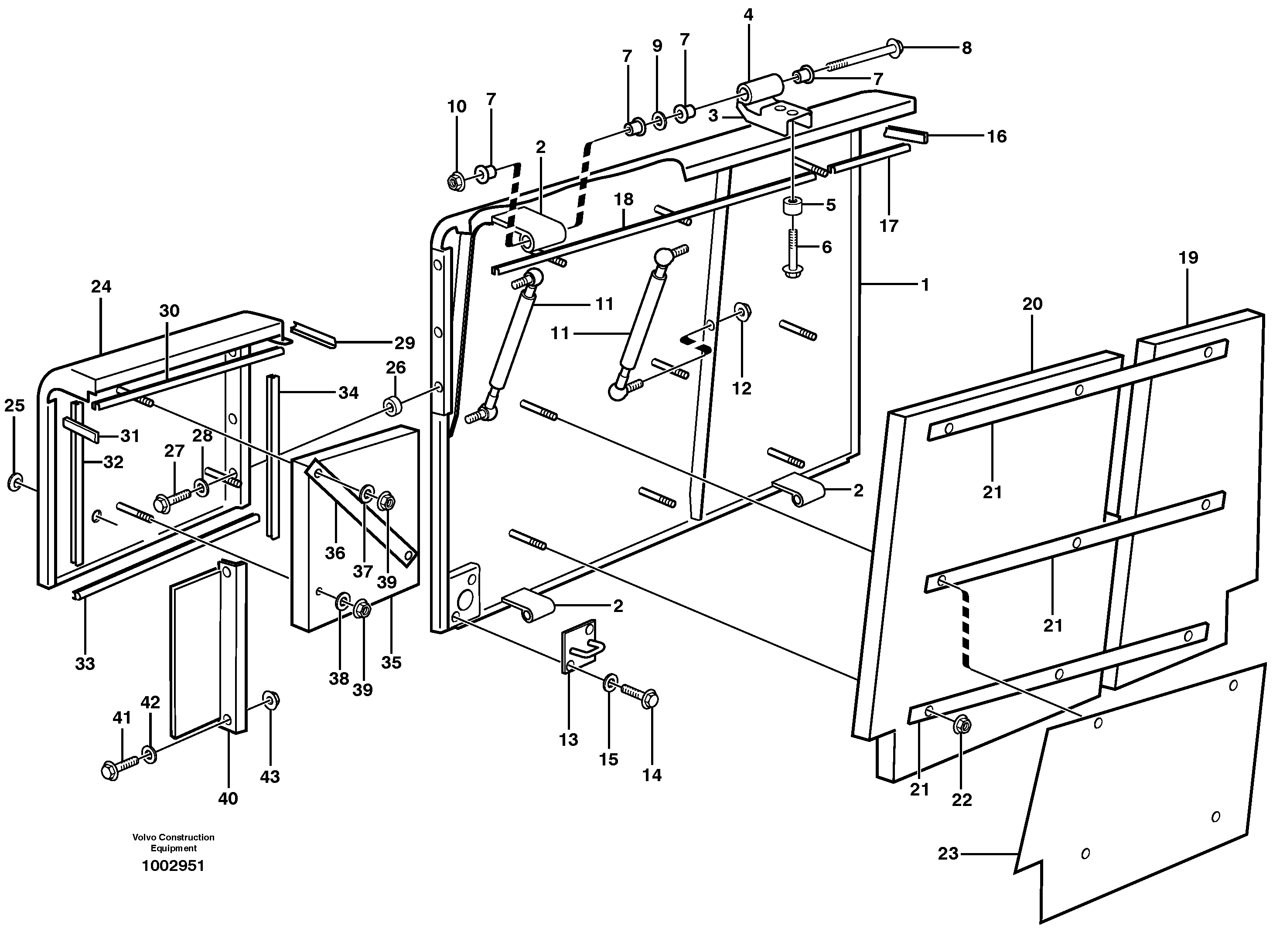 Схема запчастей Volvo L150E - 63182 Side hatches L150E S/N 6005 - 7549 S/N 63001 - 63085