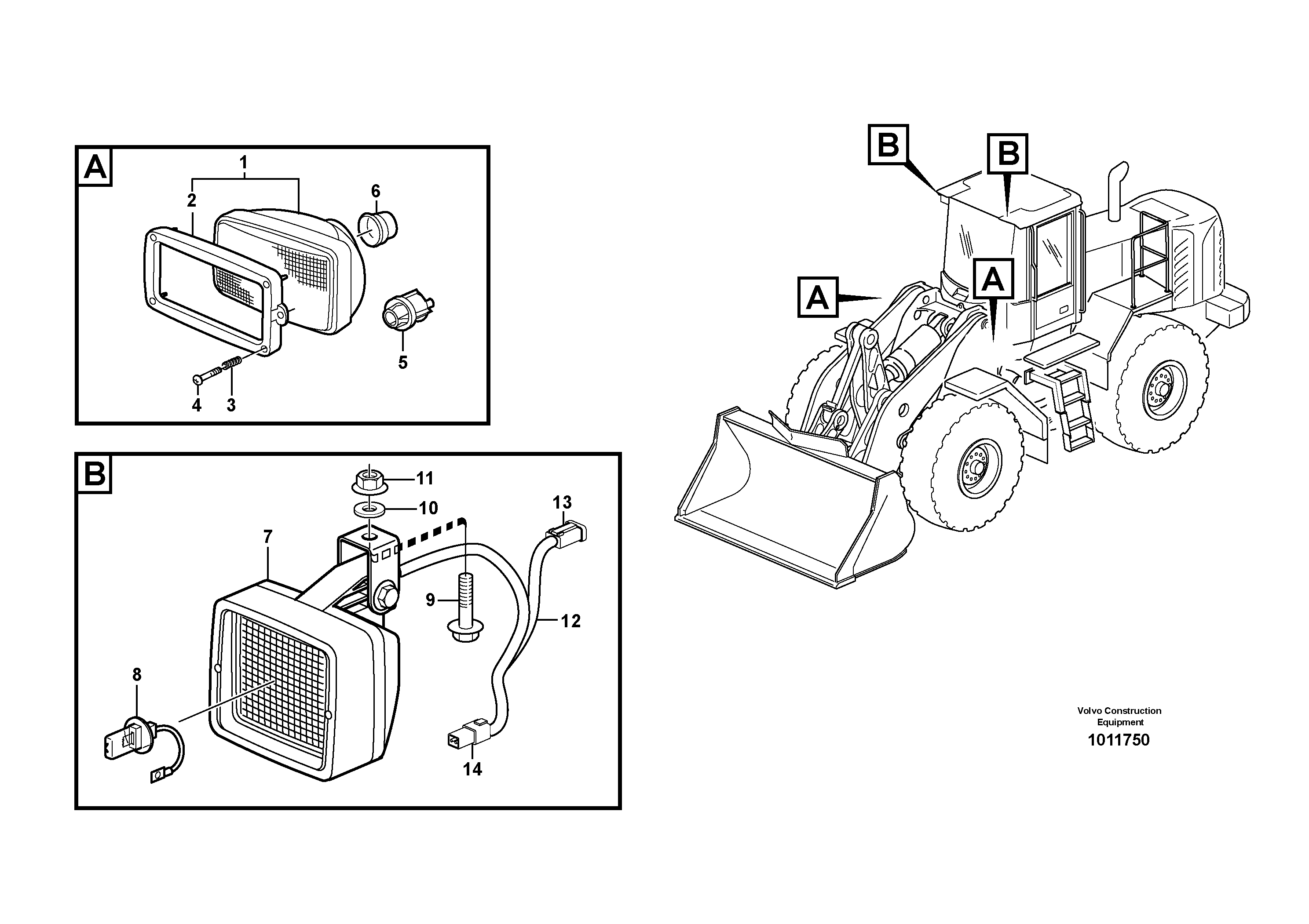 Схема запчастей Volvo L150E - 23533 Lighting, front L150E S/N 10002 - 11594