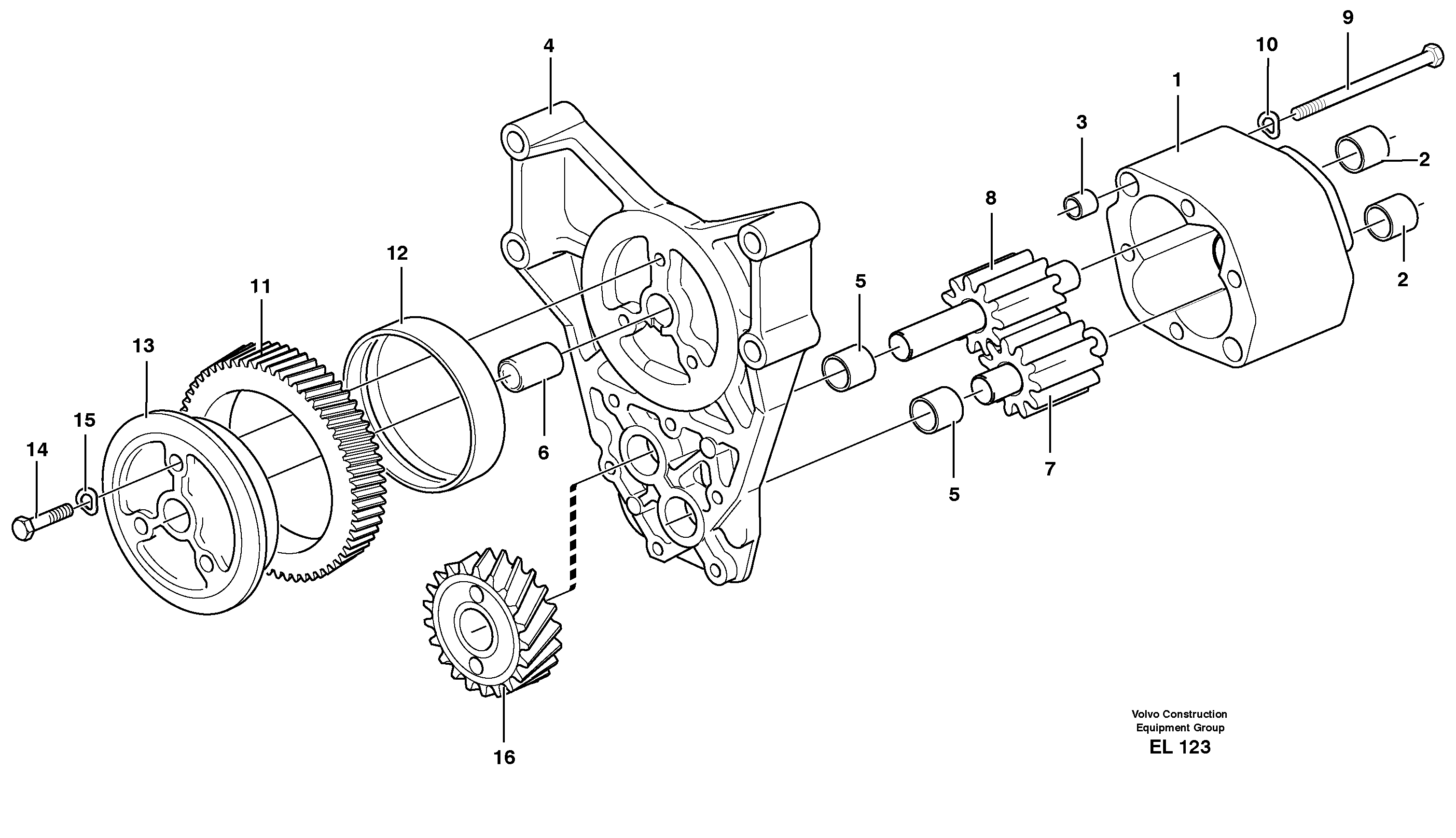 Схема запчастей Volvo L150E - 98958 Насос масляный L150E S/N 6005 - 7549 S/N 63001 - 63085