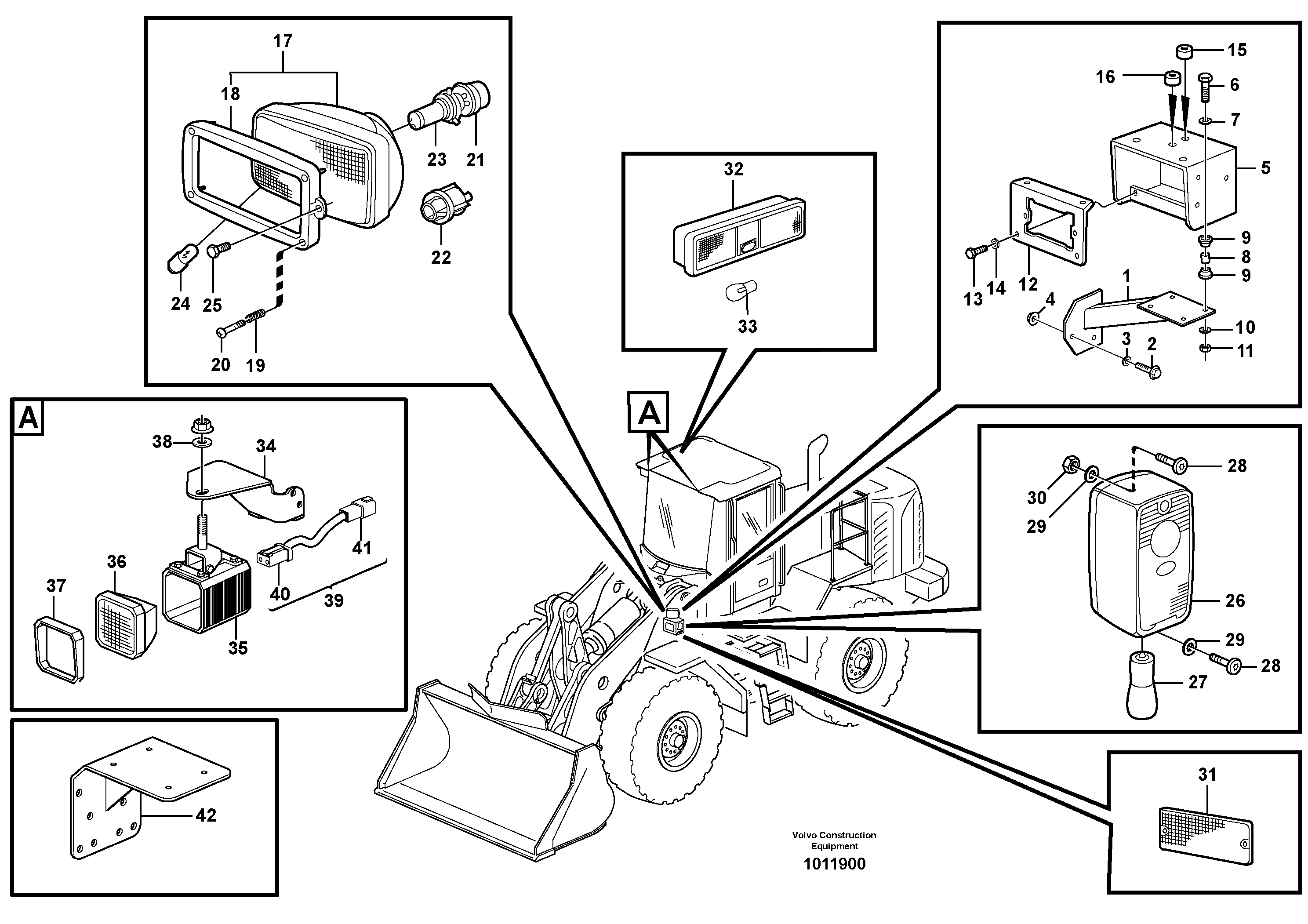 Схема запчастей Volvo L150E - 82095 Lighting, front L150E S/N 10002 - 11594