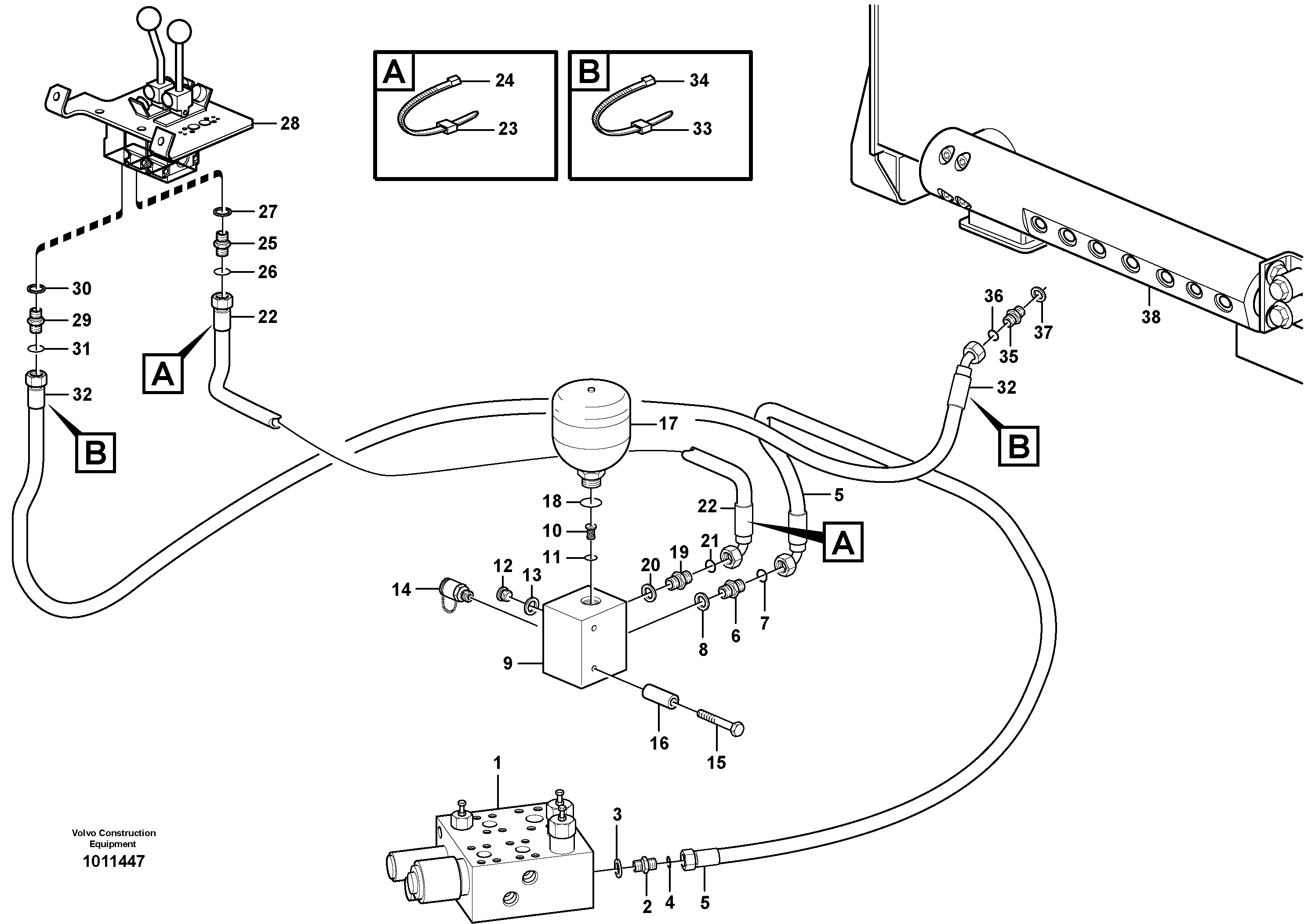 Схема запчастей Volvo L150E - 12510 Servo - hydraulic, feed and return lines L150E S/N 10002 - 11594