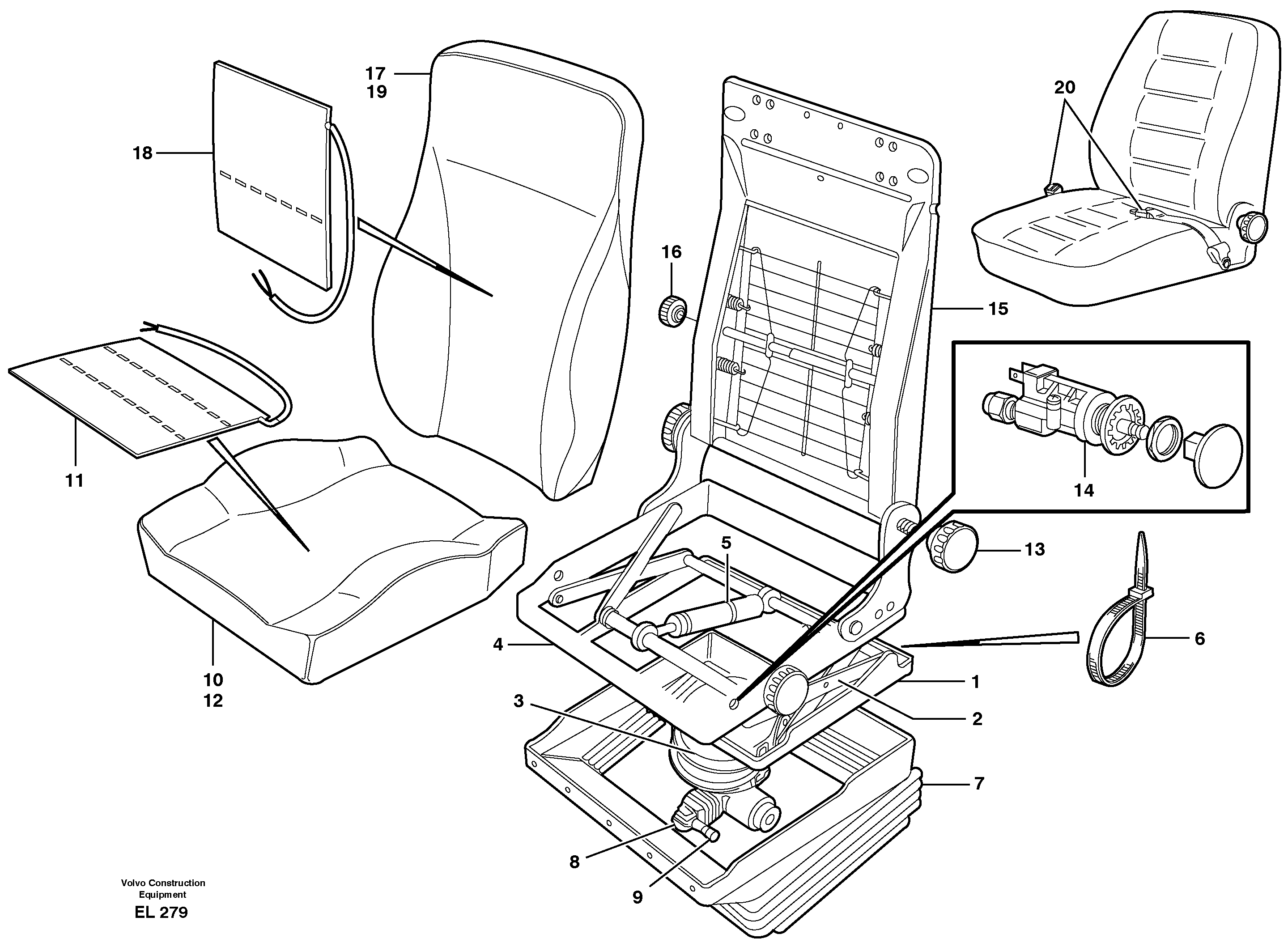 Схема запчастей Volvo L150E - 59684 Operators seat, Be-ge L150E S/N 6005 - 7549 S/N 63001 - 63085