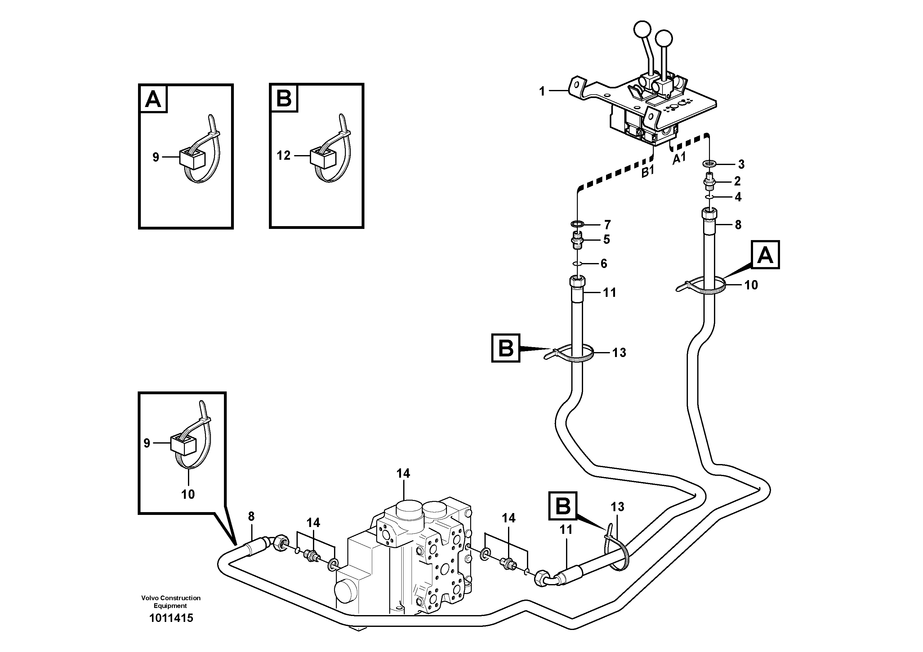 Схема запчастей Volvo L150E - 28570 Servo - hydraulic, control lines, lift L150E S/N 10002 - 11594