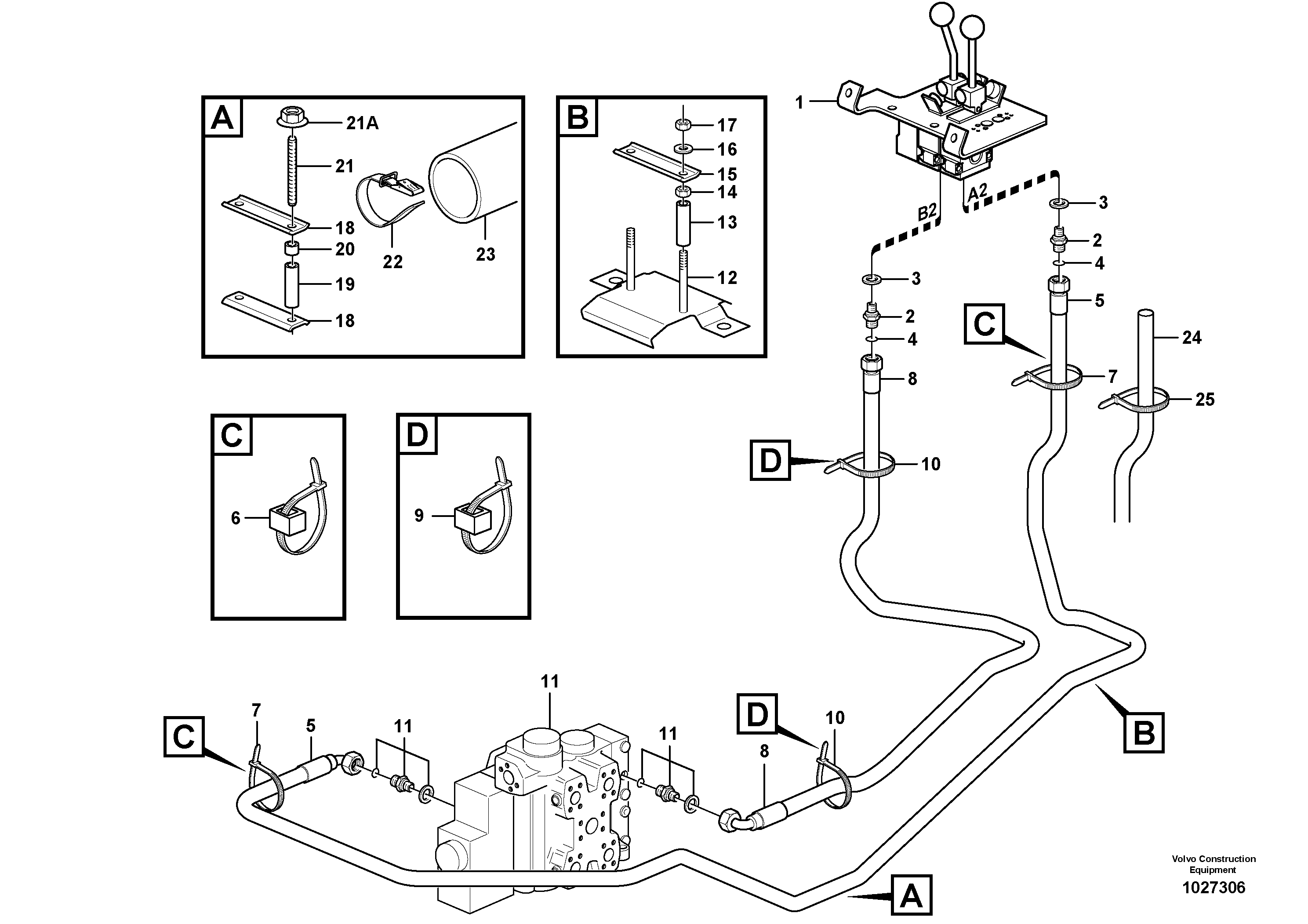 Схема запчастей Volvo L150E - 82192 Servo - hydraulic, control lines, tilt L150E S/N 10002 - 11594