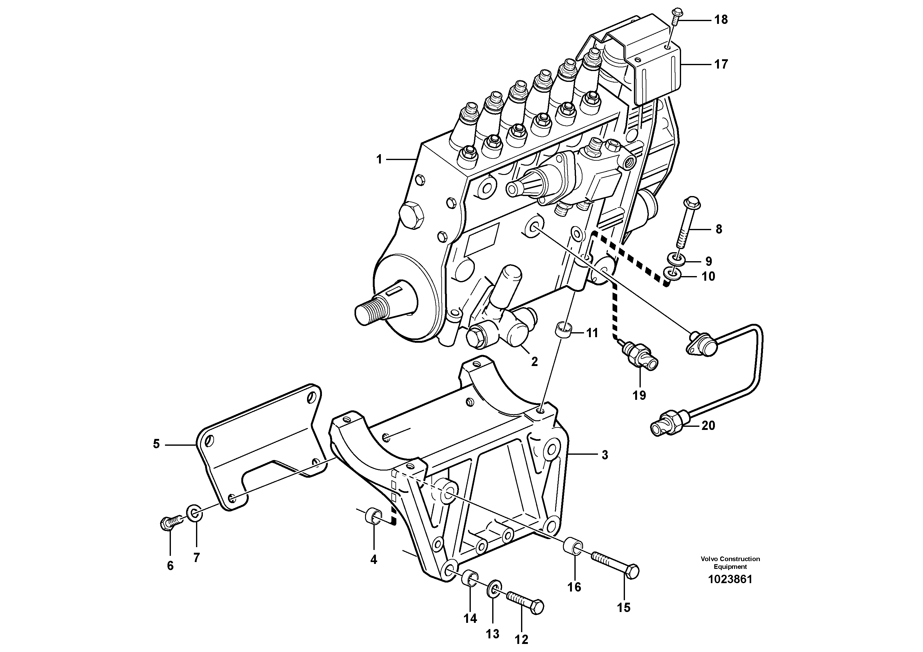 Схема запчастей Volvo L150E - 55212 Fuel injection pump with fitting parts L150E S/N 6005 - 7549 S/N 63001 - 63085