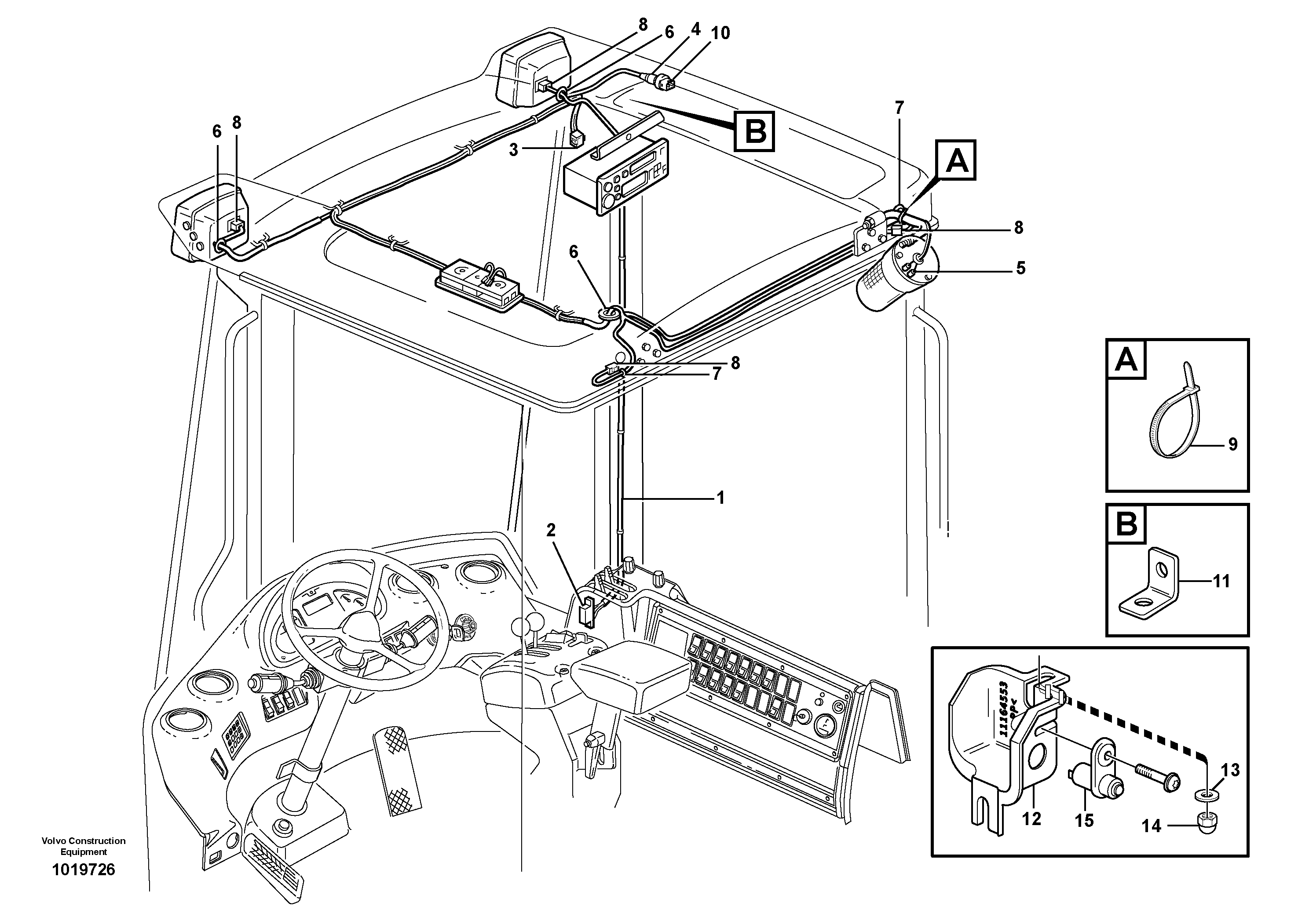 Схема запчастей Volvo L150E - 22066 Cable harness, ceiling L150E S/N 10002 - 11594