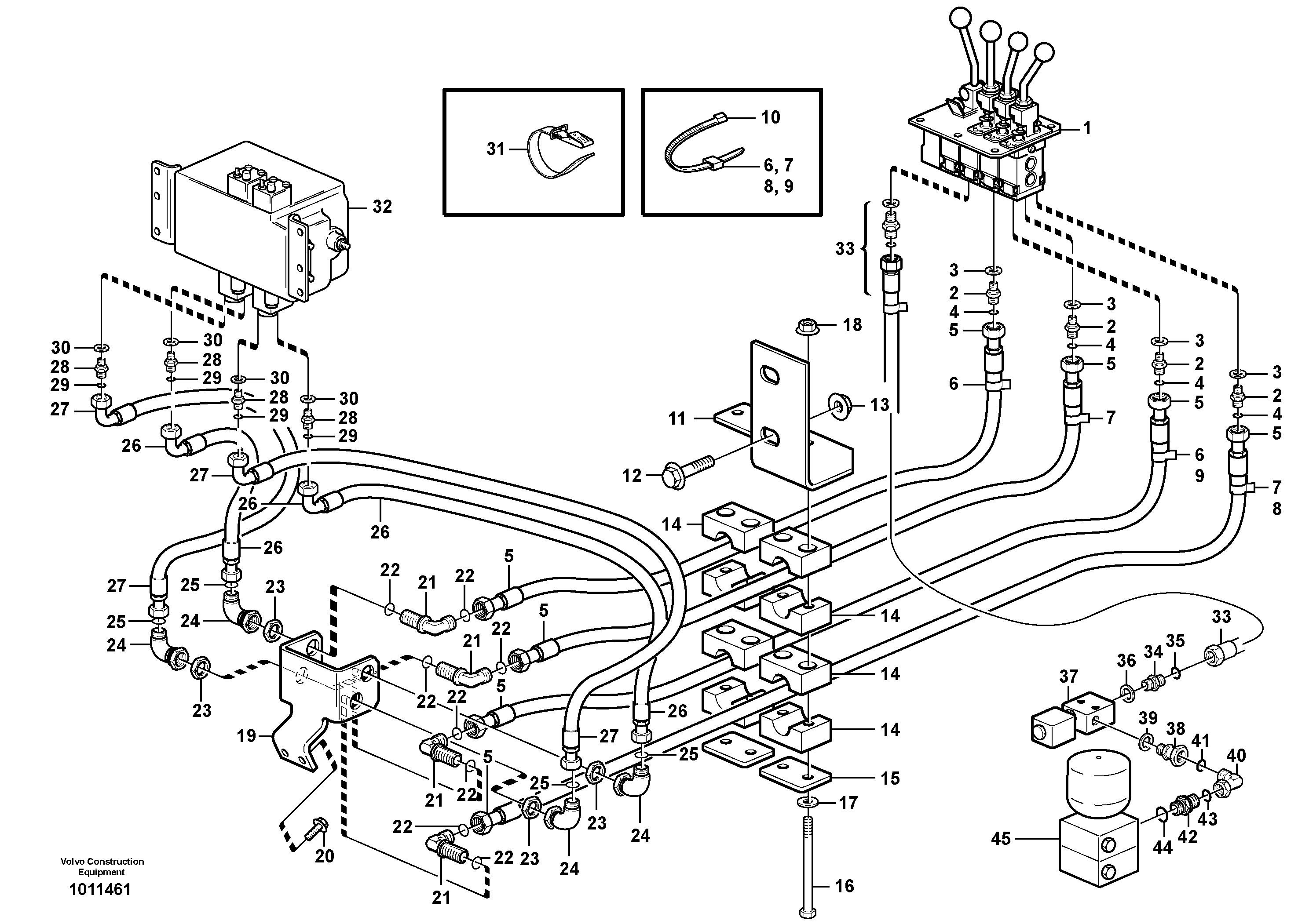 Схема запчастей Volvo L150E - 98994 Servo - hydraulic. 3rd and 4th function L150E S/N 10002 - 11594