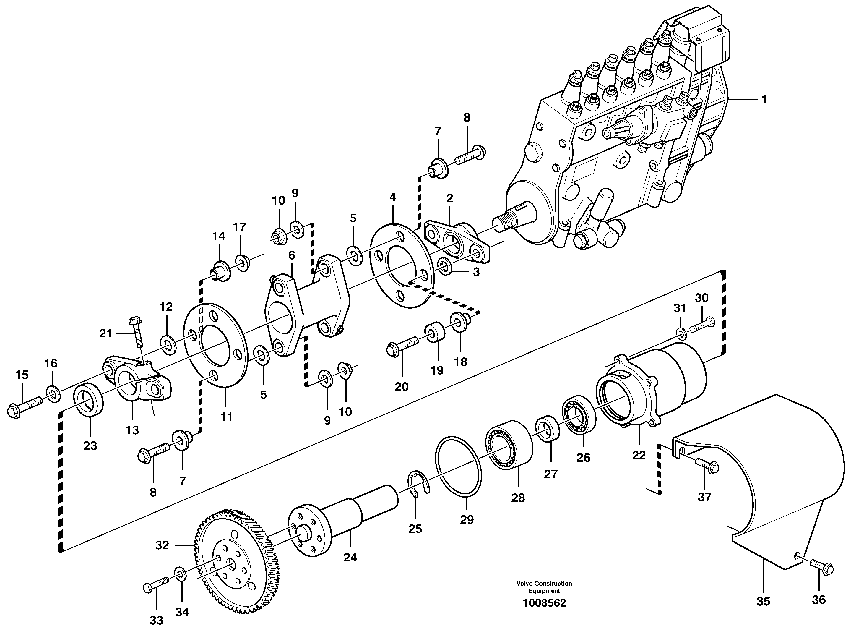 Схема запчастей Volvo L150E - 59707 Pump drive L150E S/N 6005 - 7549 S/N 63001 - 63085