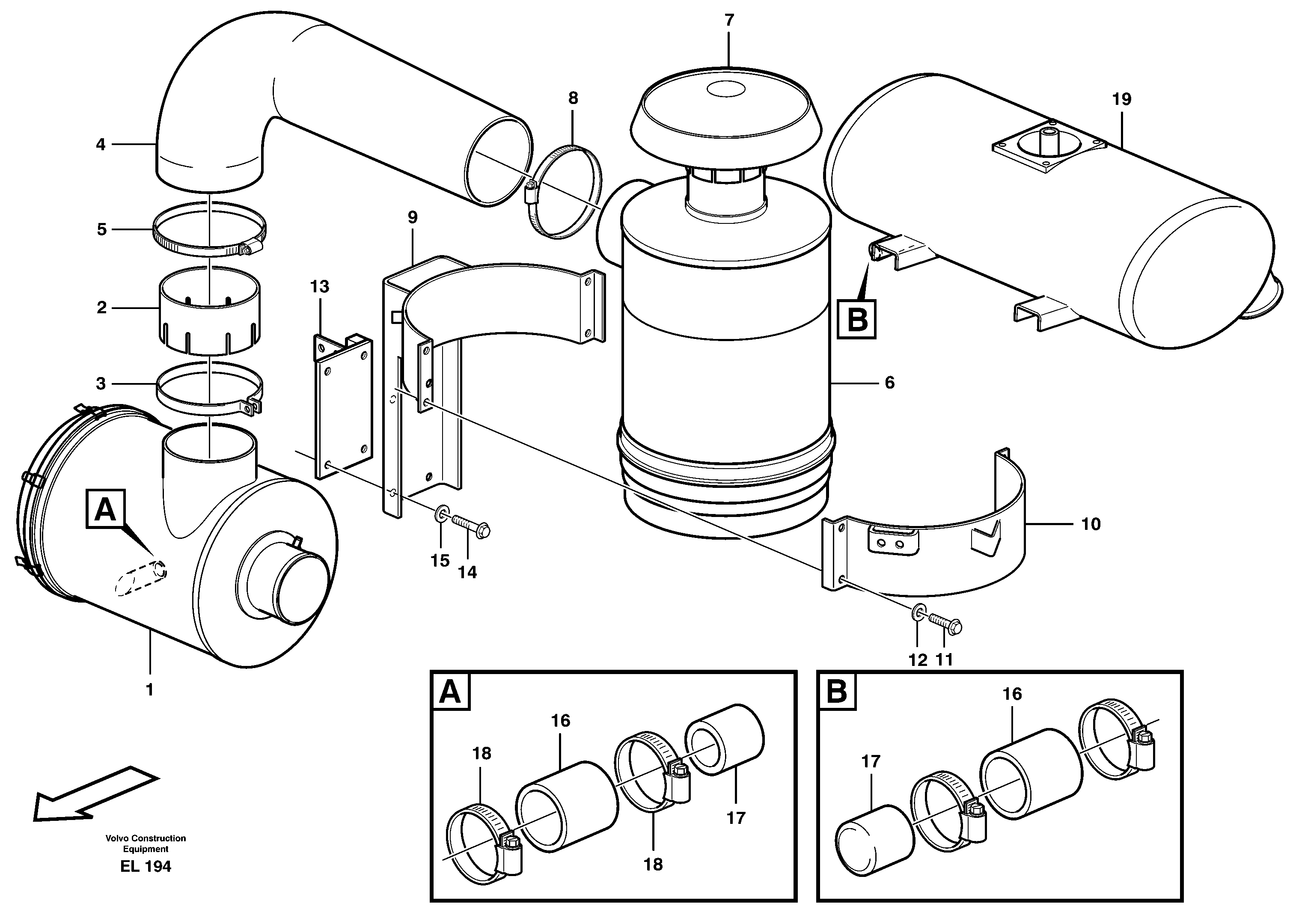 Схема запчастей Volvo L150E - 75983 Oil-bath precleaner L150E S/N 6005 - 7549 S/N 63001 - 63085