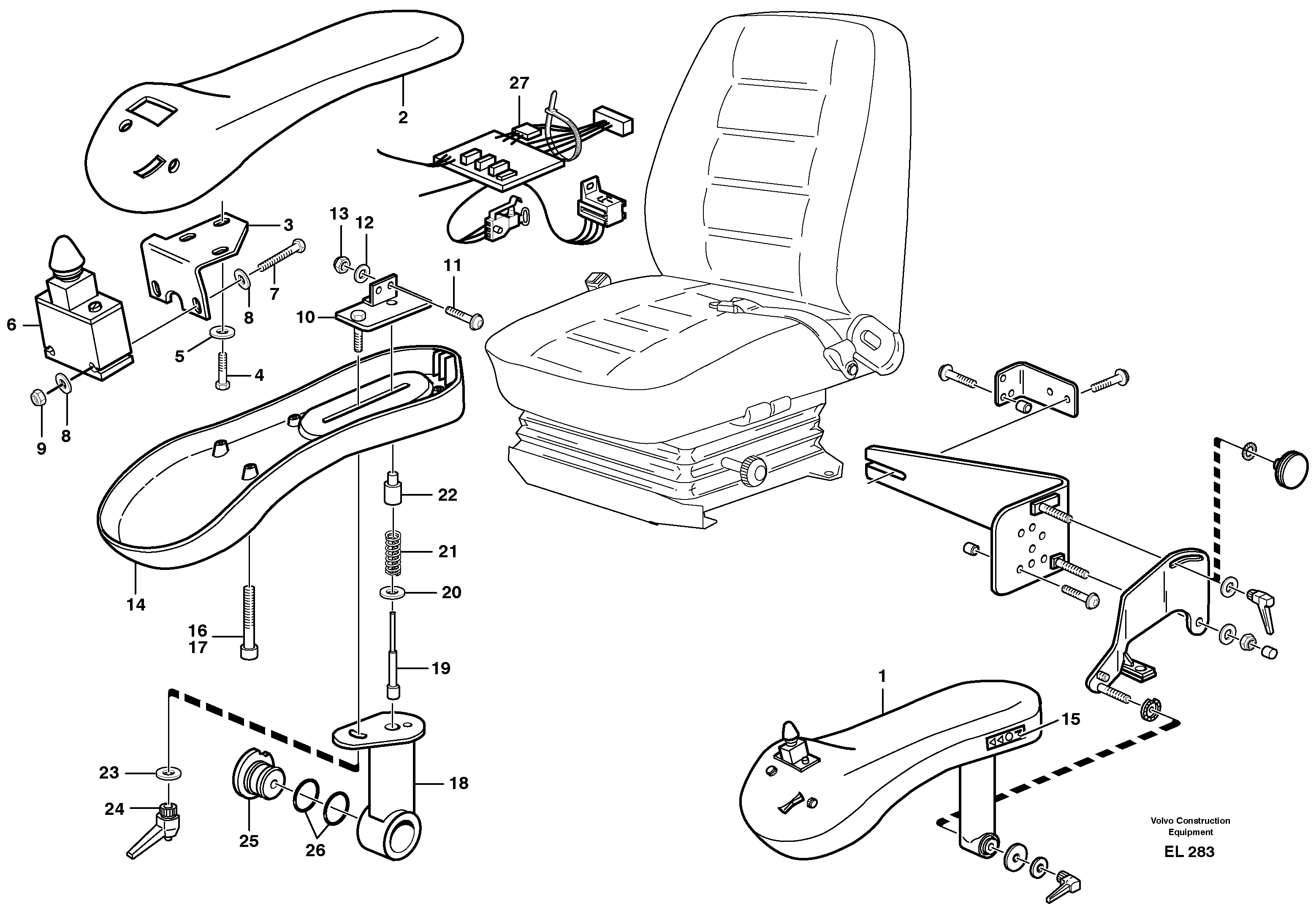 Схема запчастей Volvo L150E - 36979 CDC - steering. Arm rest with fitting parts L150E S/N 6005 - 7549 S/N 63001 - 63085