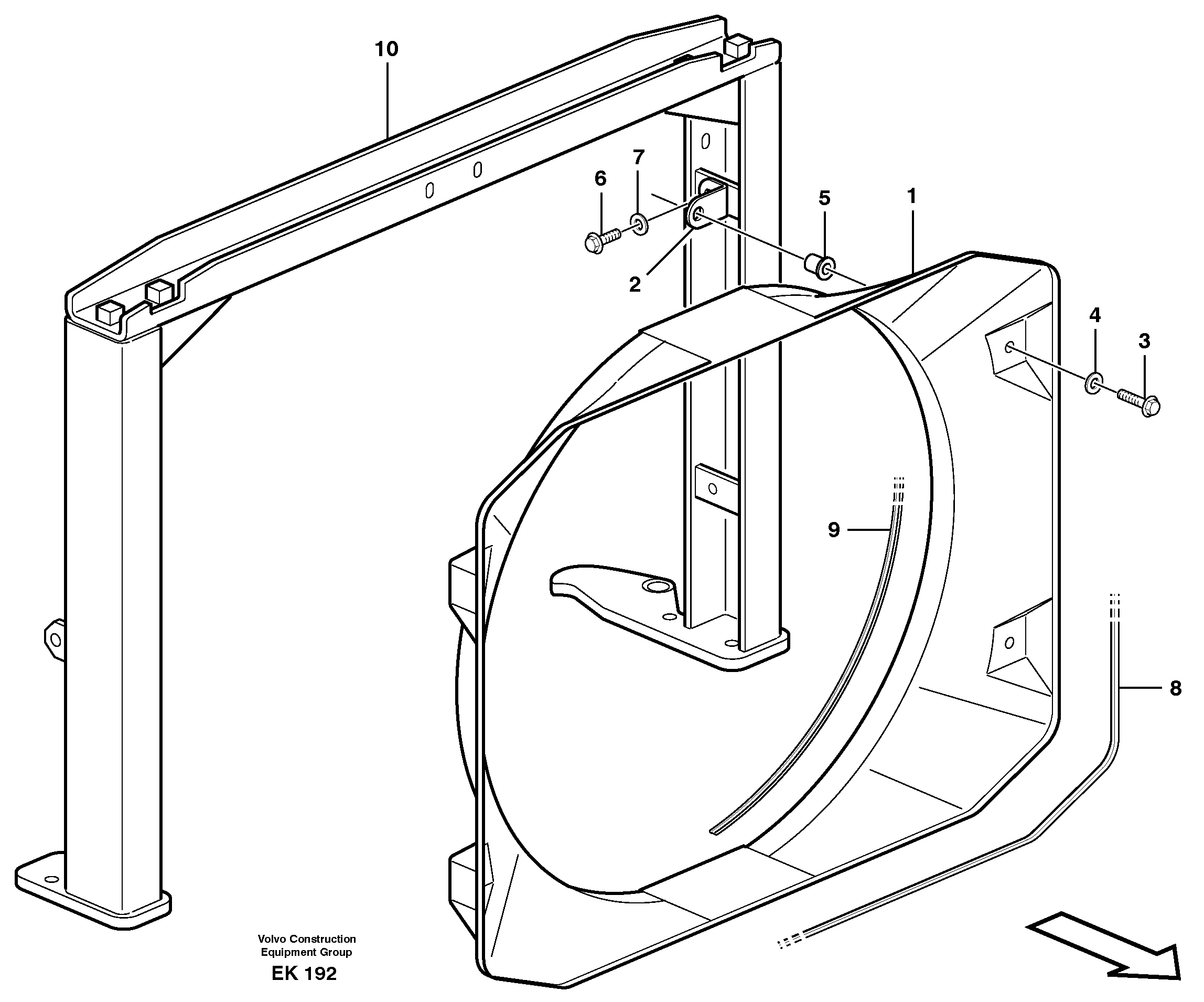 Схема запчастей Volvo L150E - 63177 Fan shroud with fitting parts L150E S/N 6005 - 7549 S/N 63001 - 63085