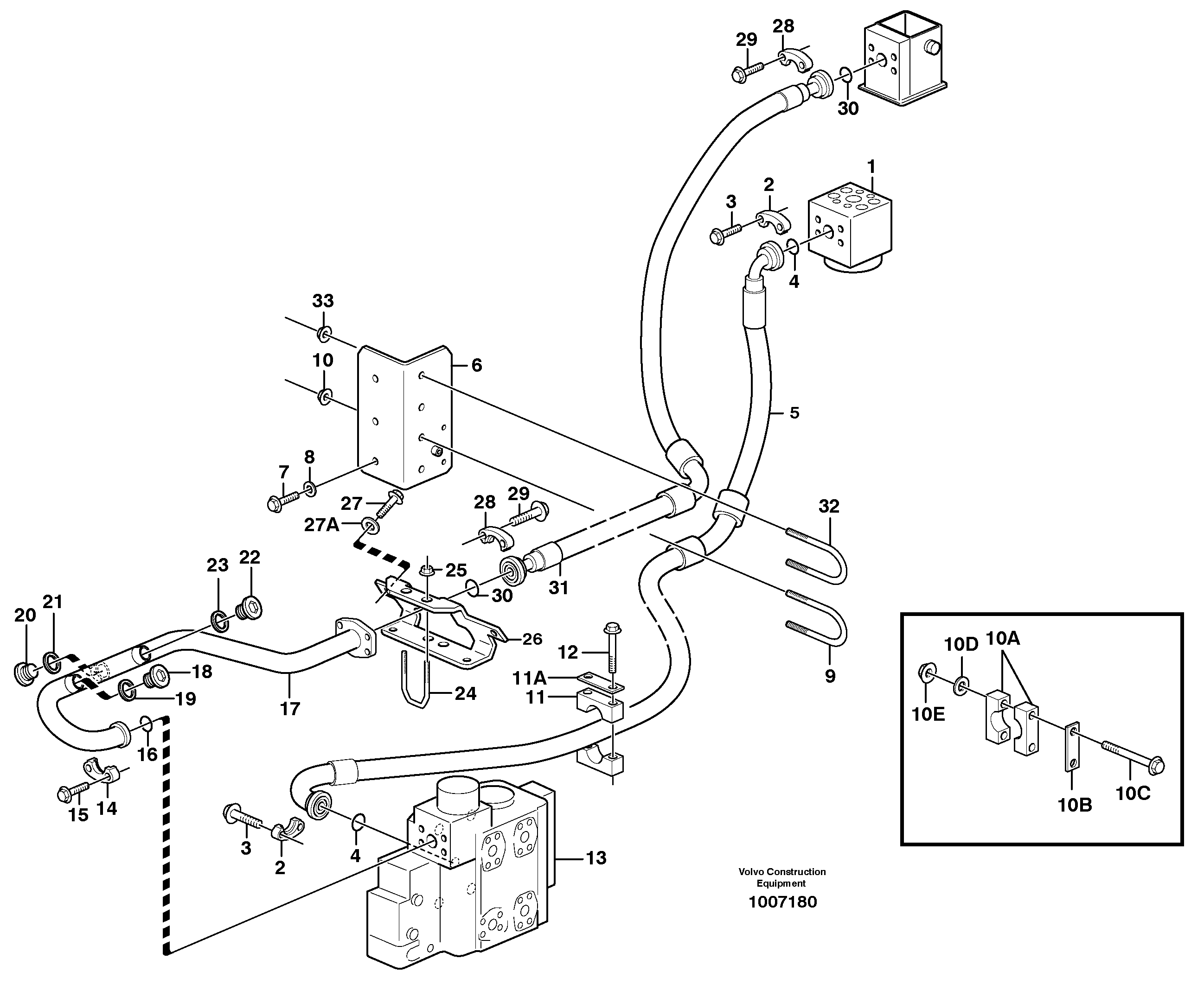 Схема запчастей Volvo L150E - 48980 Feed- and return lines - control valve L150E S/N 6005 - 7549 S/N 63001 - 63085