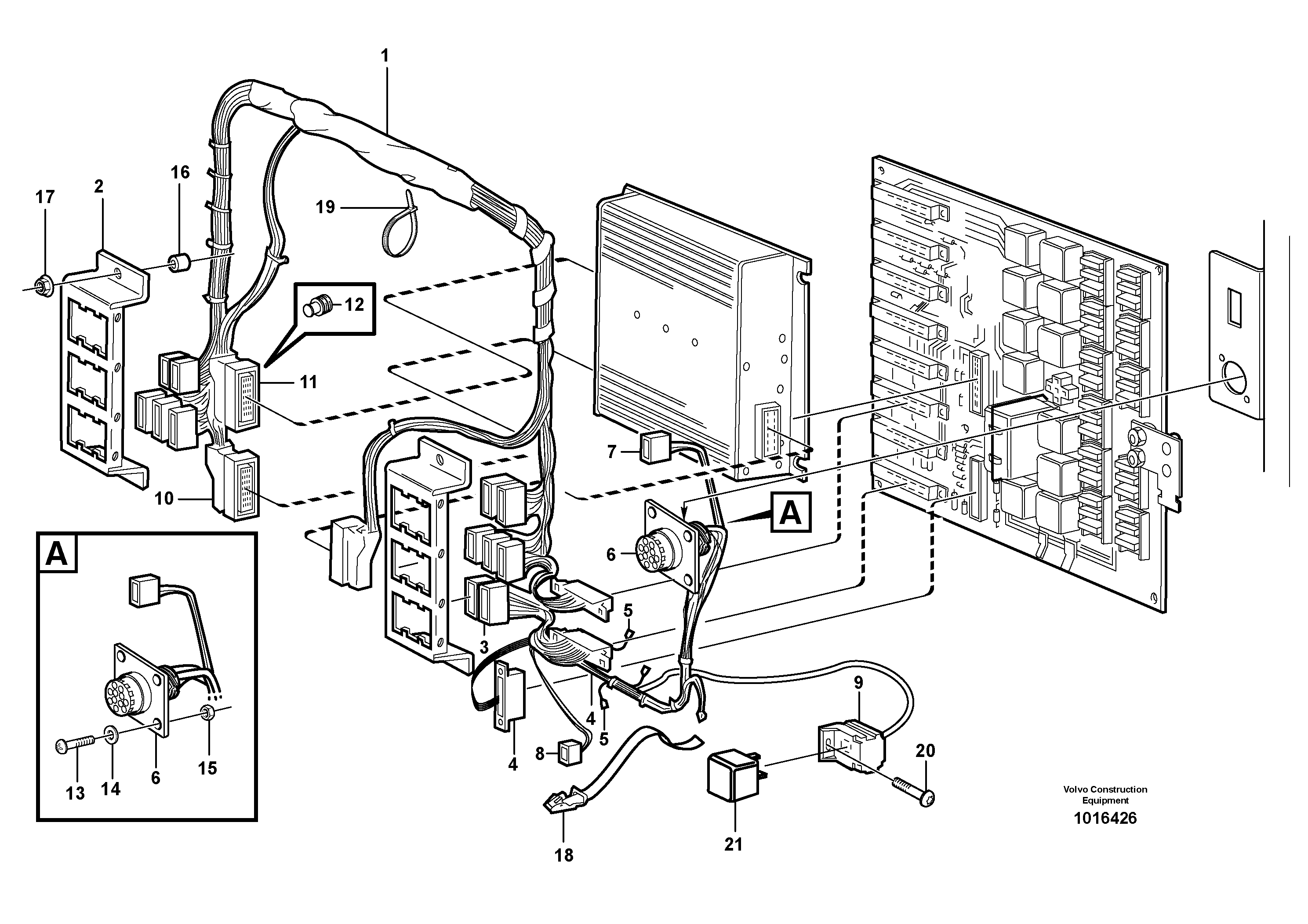 Схема запчастей Volvo L150E - 30852 Electrical distribut.unit and cable harness L150E S/N 10002 - 11594