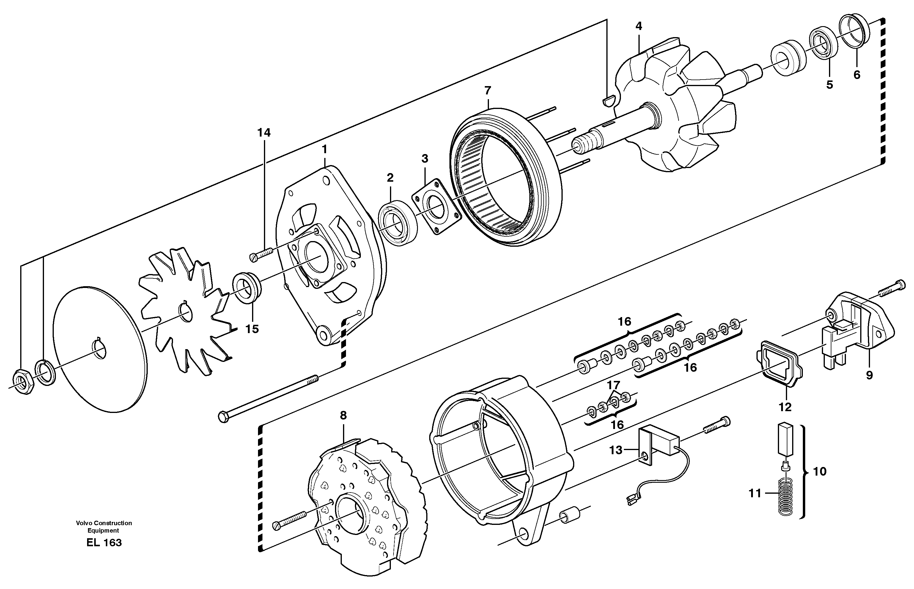 Схема запчастей Volvo L150E - 53779 Alternator, 80A L150E S/N 6005 - 7549 S/N 63001 - 63085